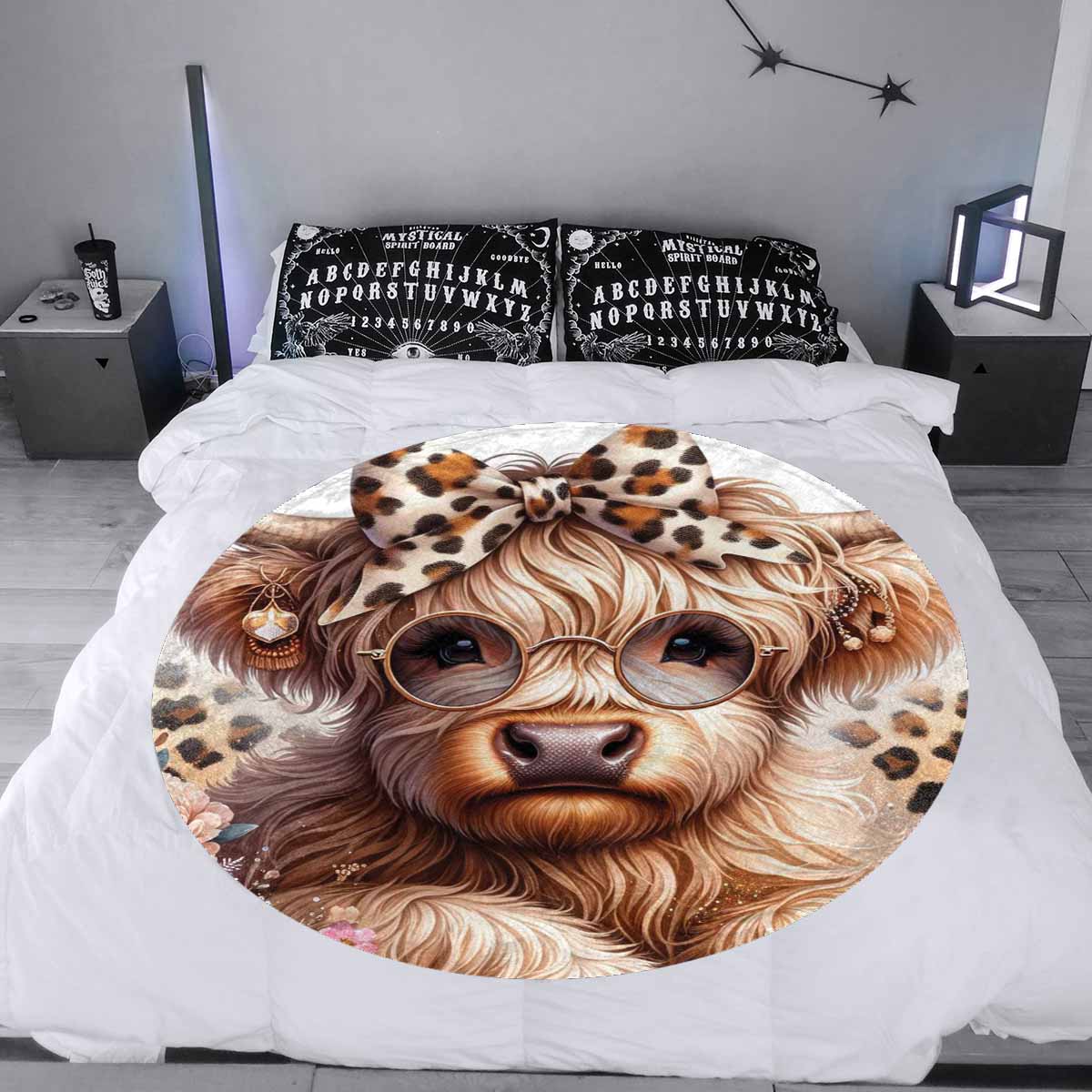 Higland Cow Awd1410  Circular Micro Fleece Blanket 47"