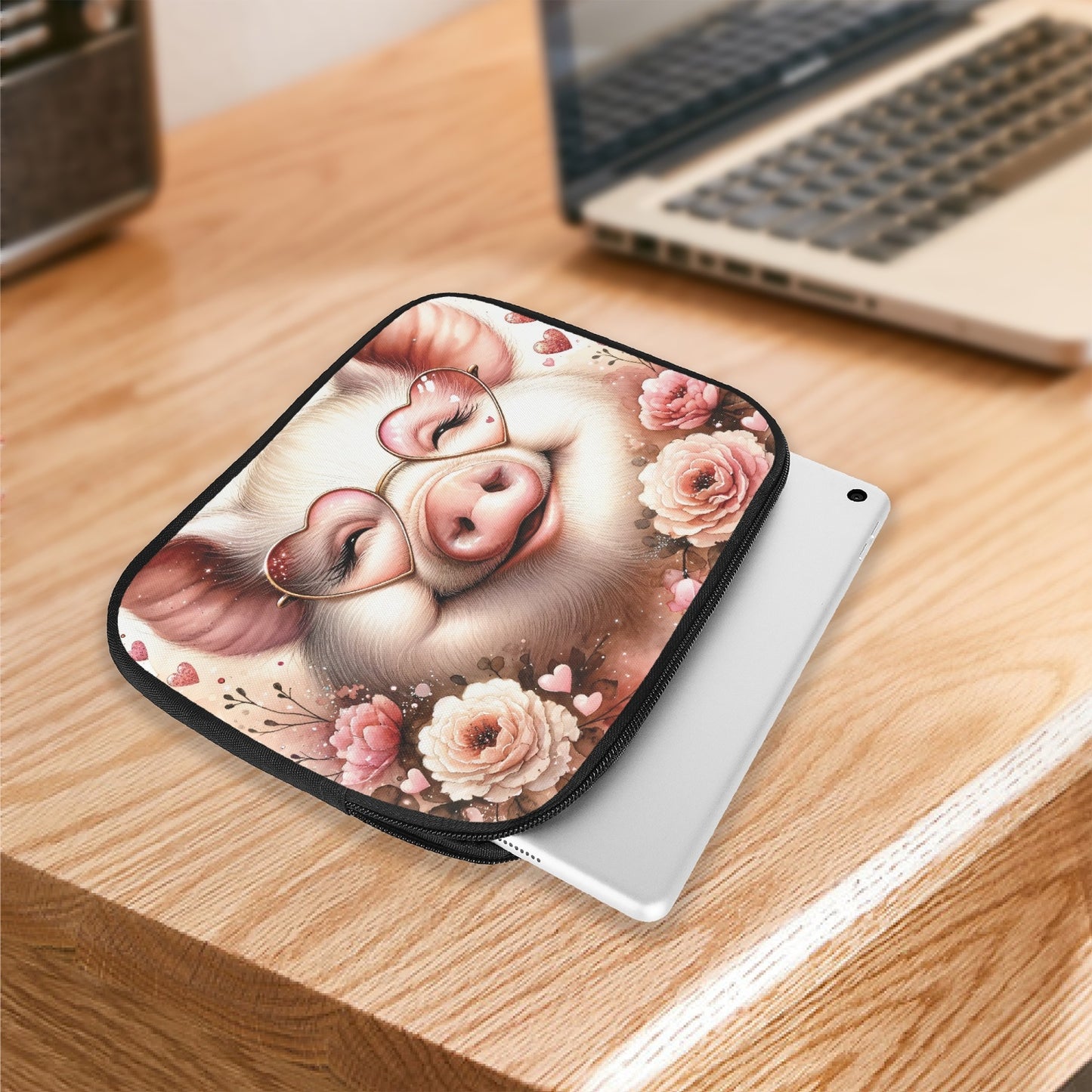 Tablet Sleeve - Pig with Rose coloured glasses, awd- 626