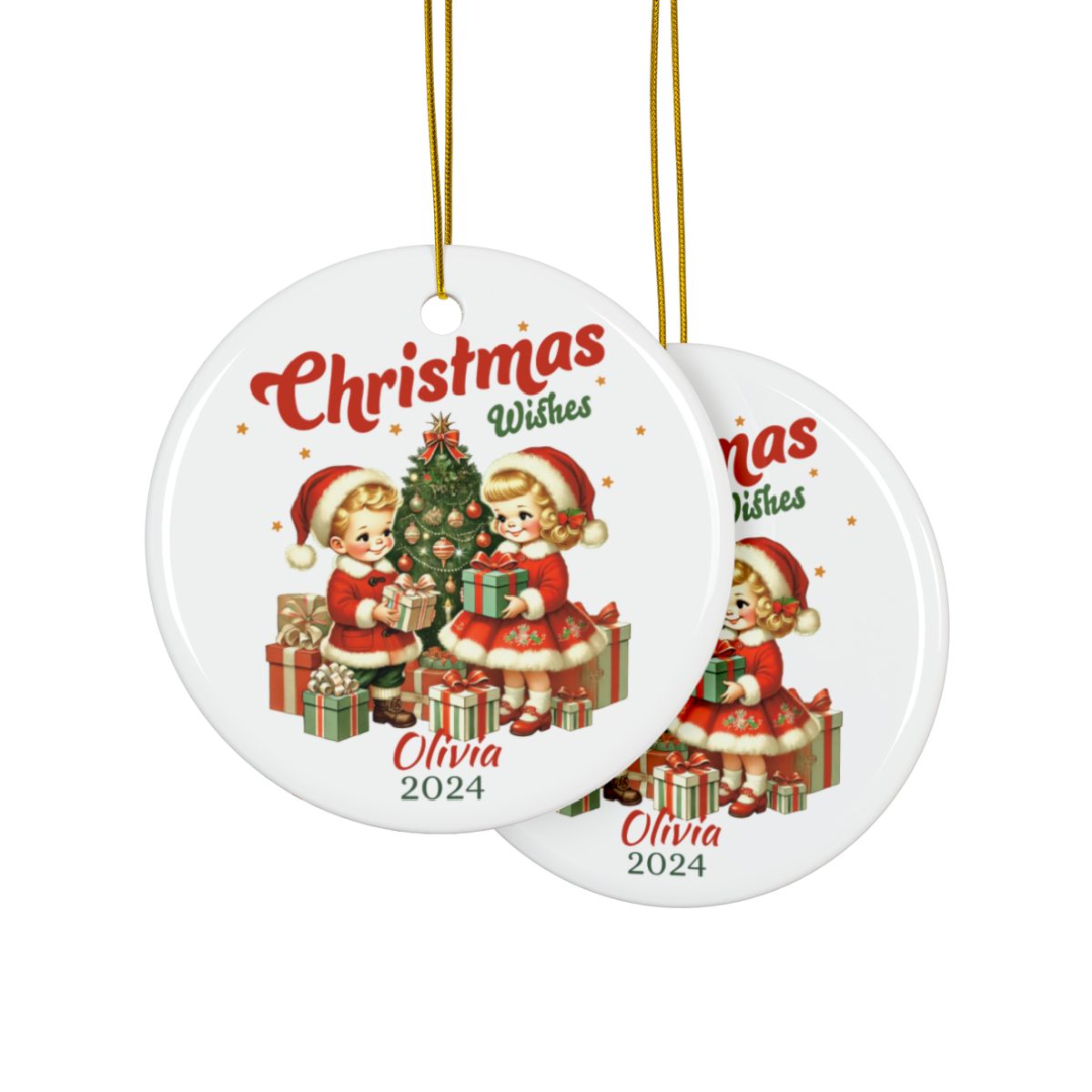 Christmas Wishes Personalised Ceramic Ornament