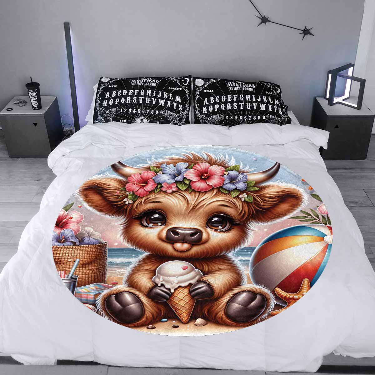 Highland Cow Awd35120  Circular Micro Fleece Blanket 47"
