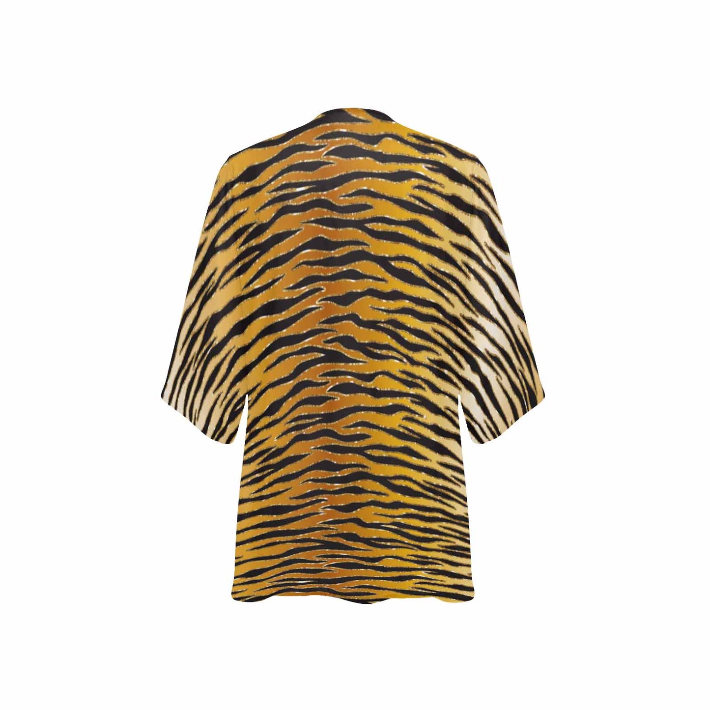 Glitter Gold Look Animal Print Women's Kimono Chiffon Cover Up