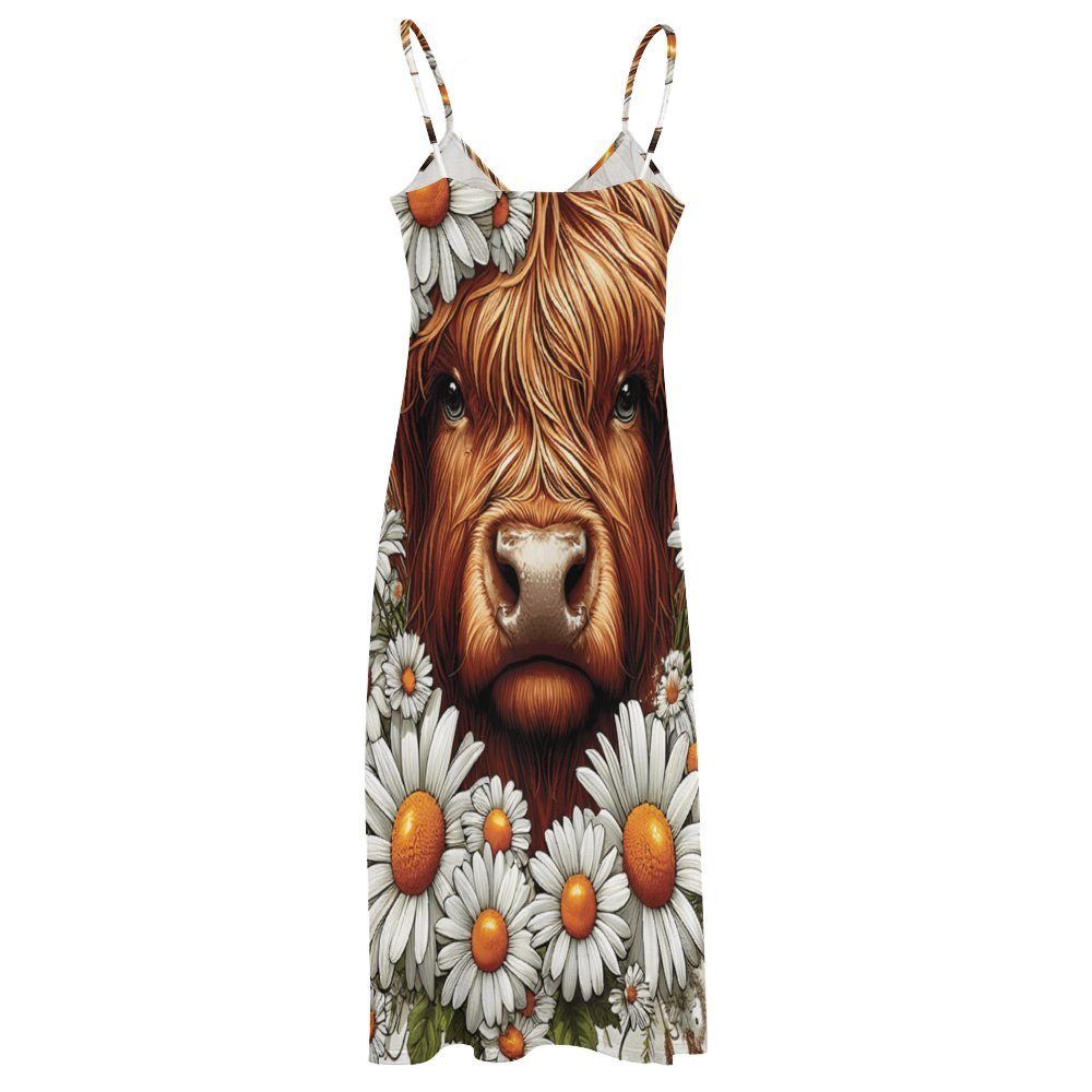 Highland Cow Spaghetti Strap Ankle-Length Dress Long dress