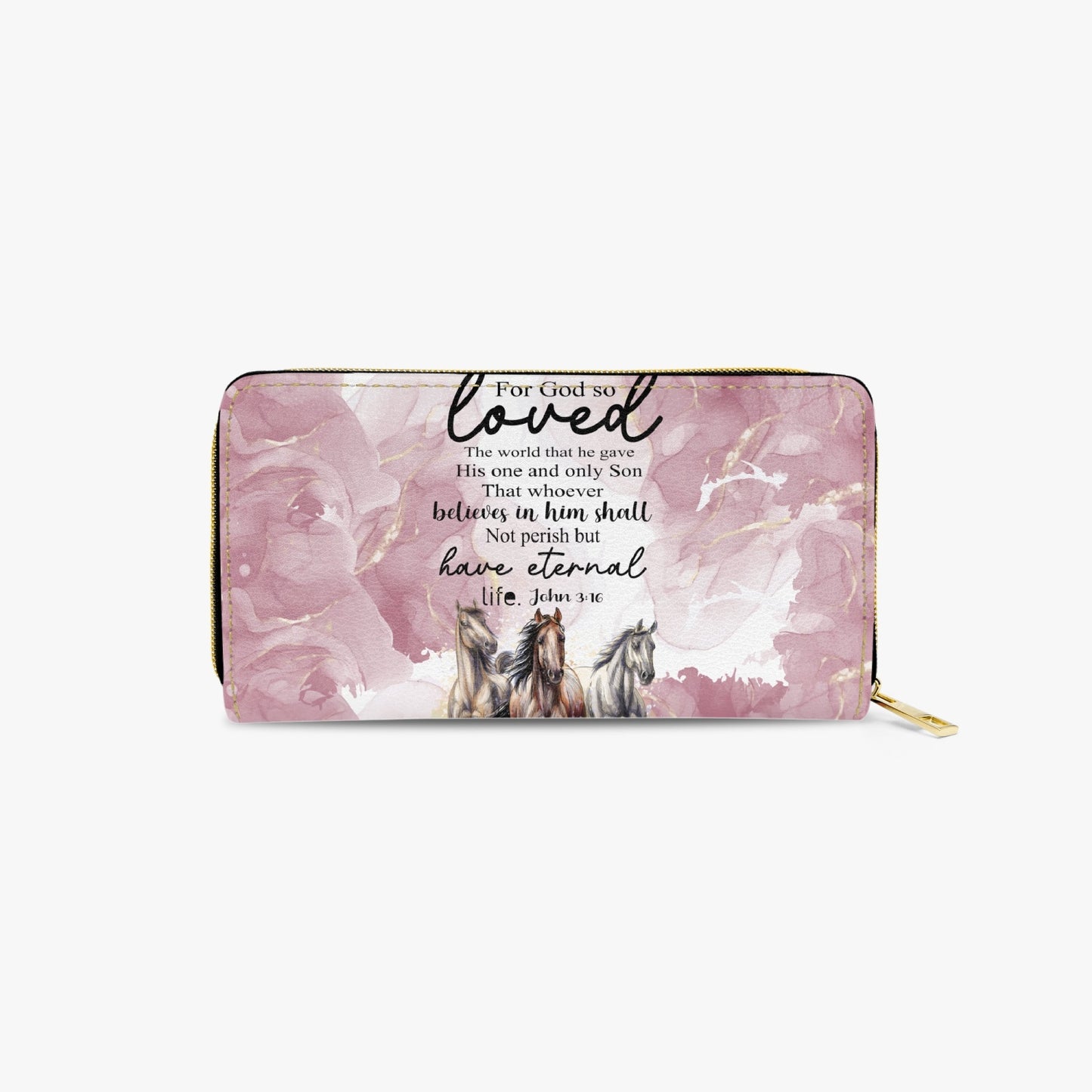 Long Type Zipper Purse, Horse Bible Quote, awd-1356