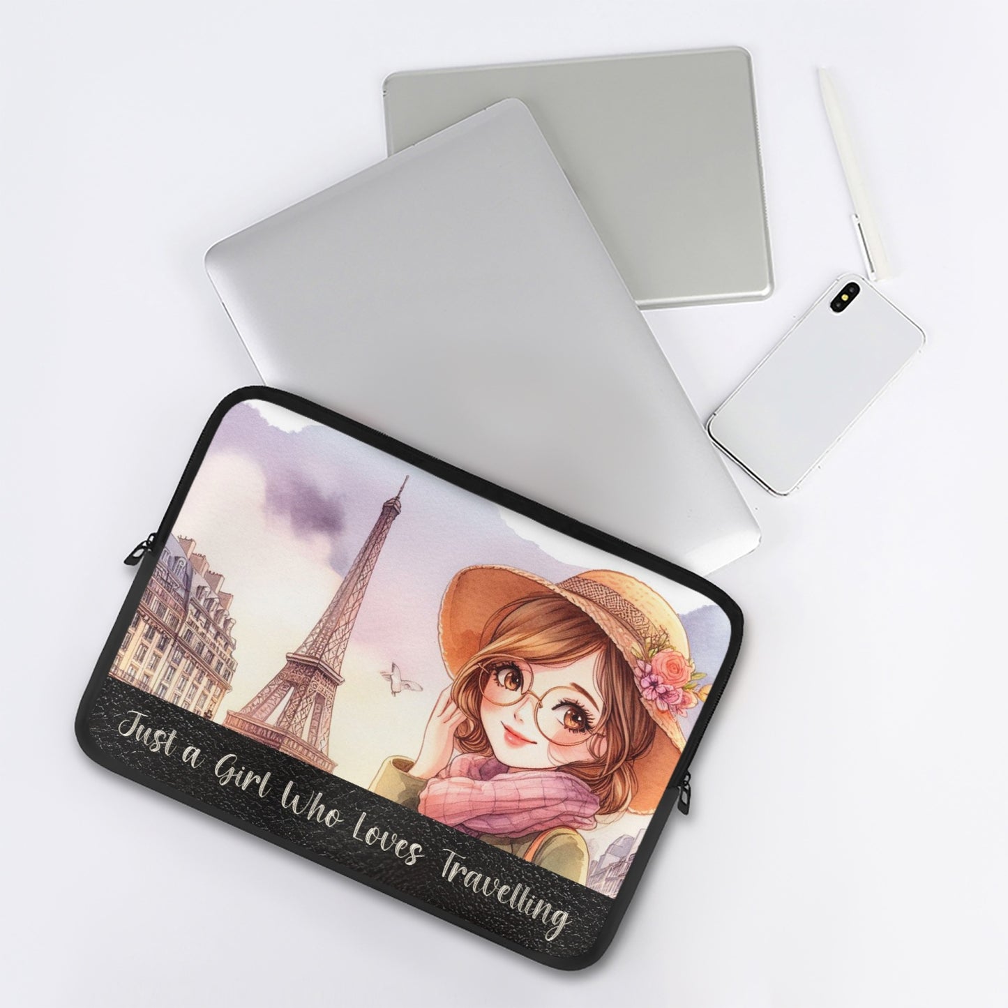 Laptop Sleeve - without handles - Just a Girl Who Loves Travelling