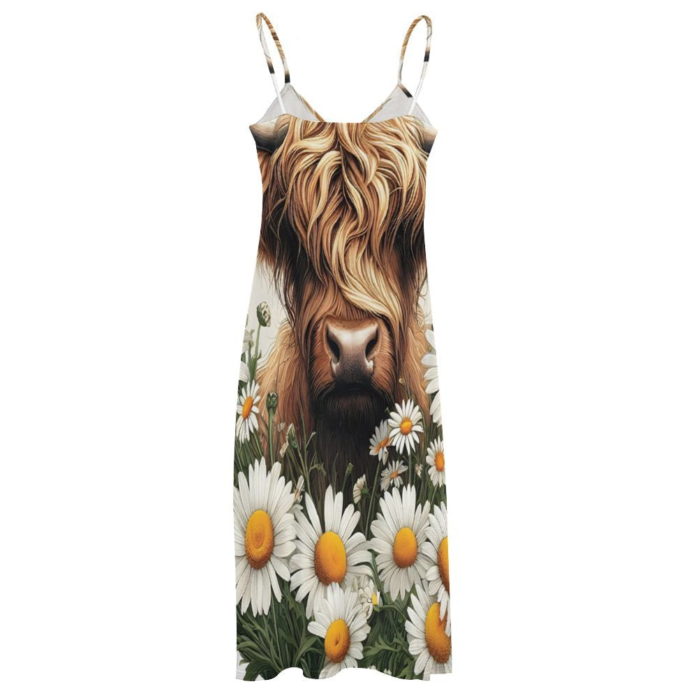 Highland Cow Spaghetti Strap Ankle-Length Dress Long dress