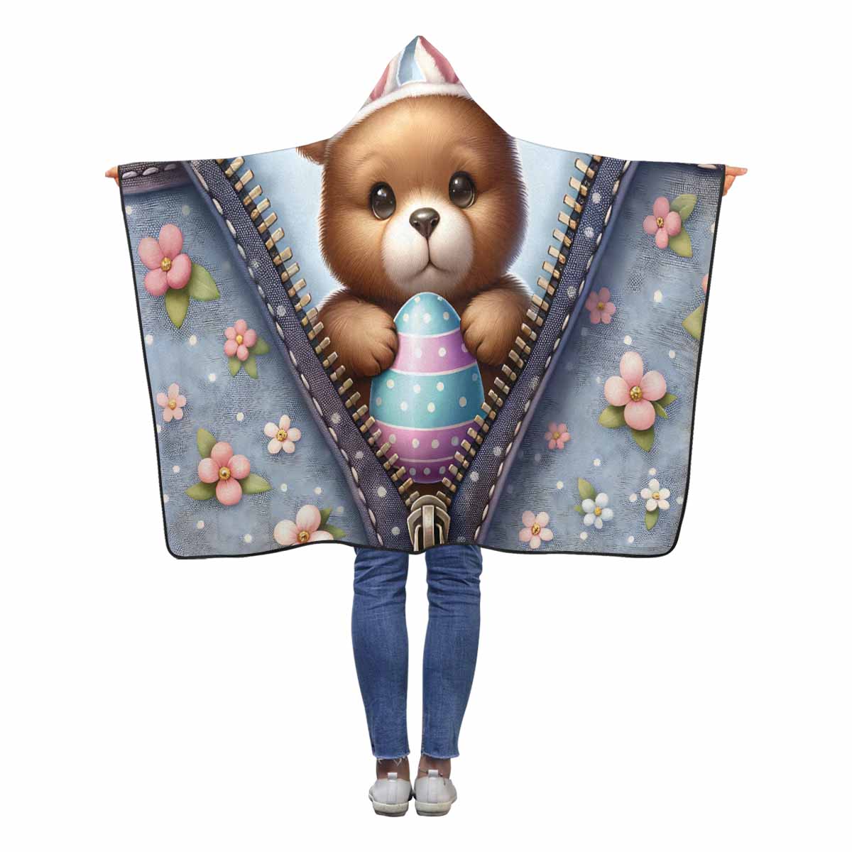 Easter Bear Awd 1304  Hooded Blanket 50"x40"