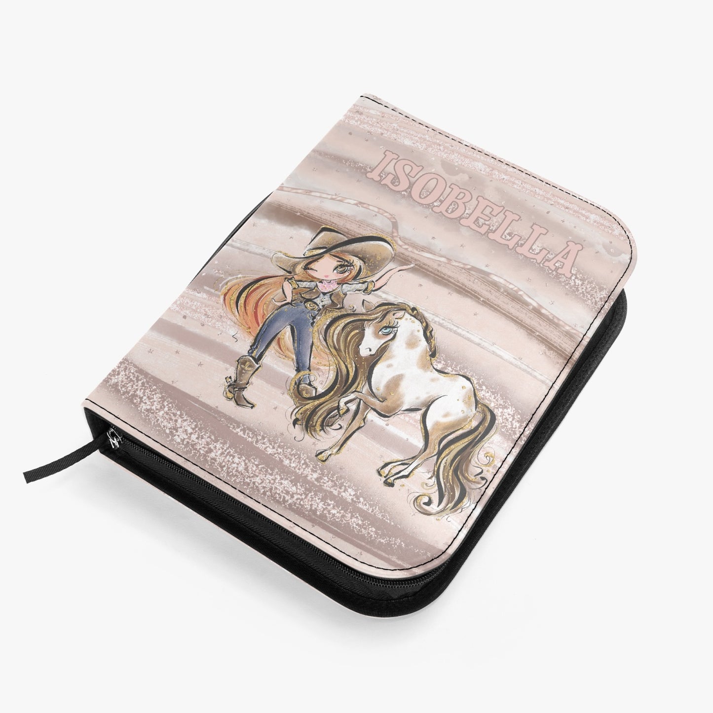 Book/Bible Cover, Howdy, Cowgirl and Horse, Red Hair, Brown Eyes