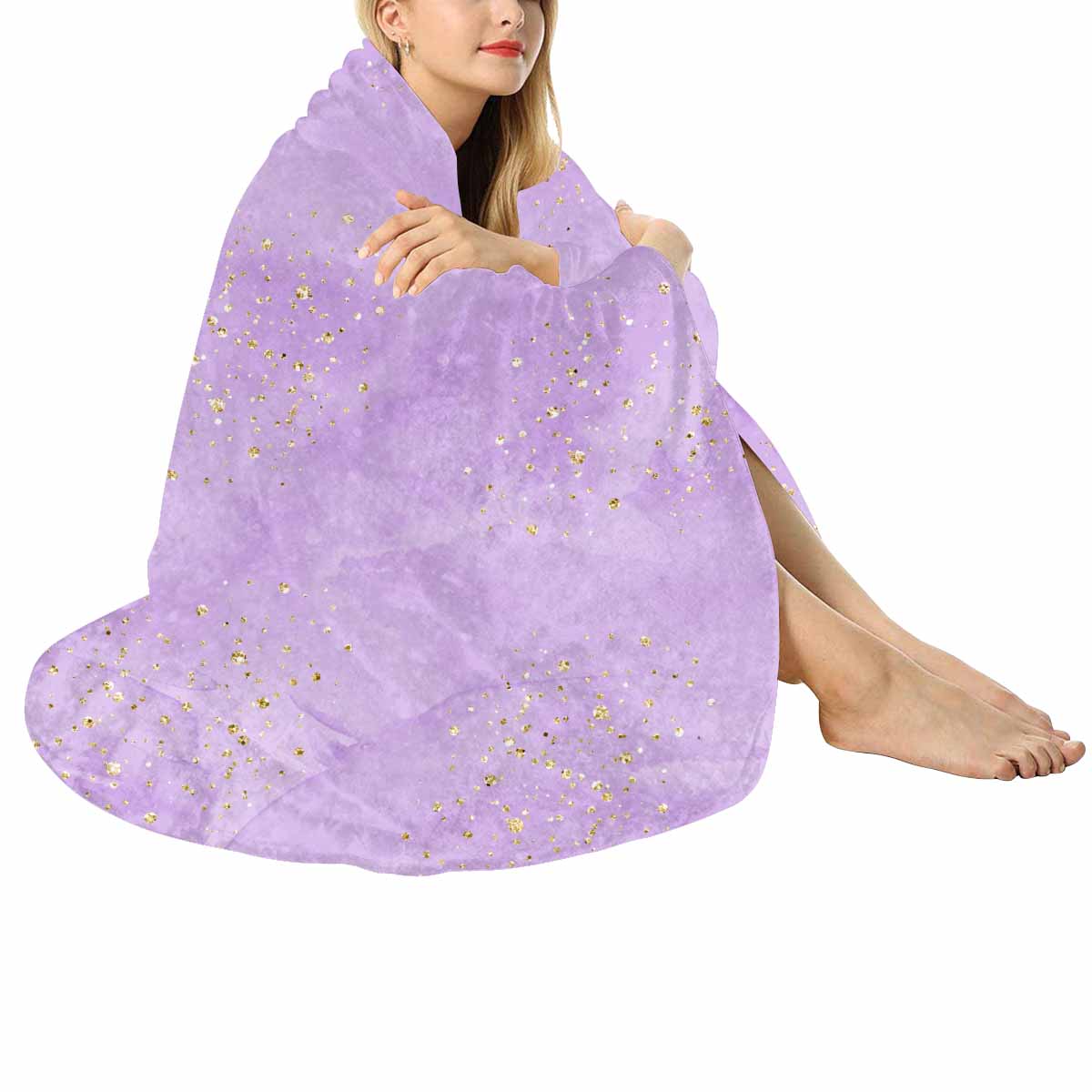 Purple  Circular Micro Fleece Blanket 47"