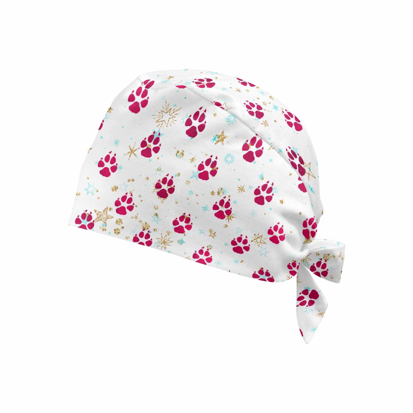 Nurse Scrub Cap Doggie Paw Prints White  Scrub Cap