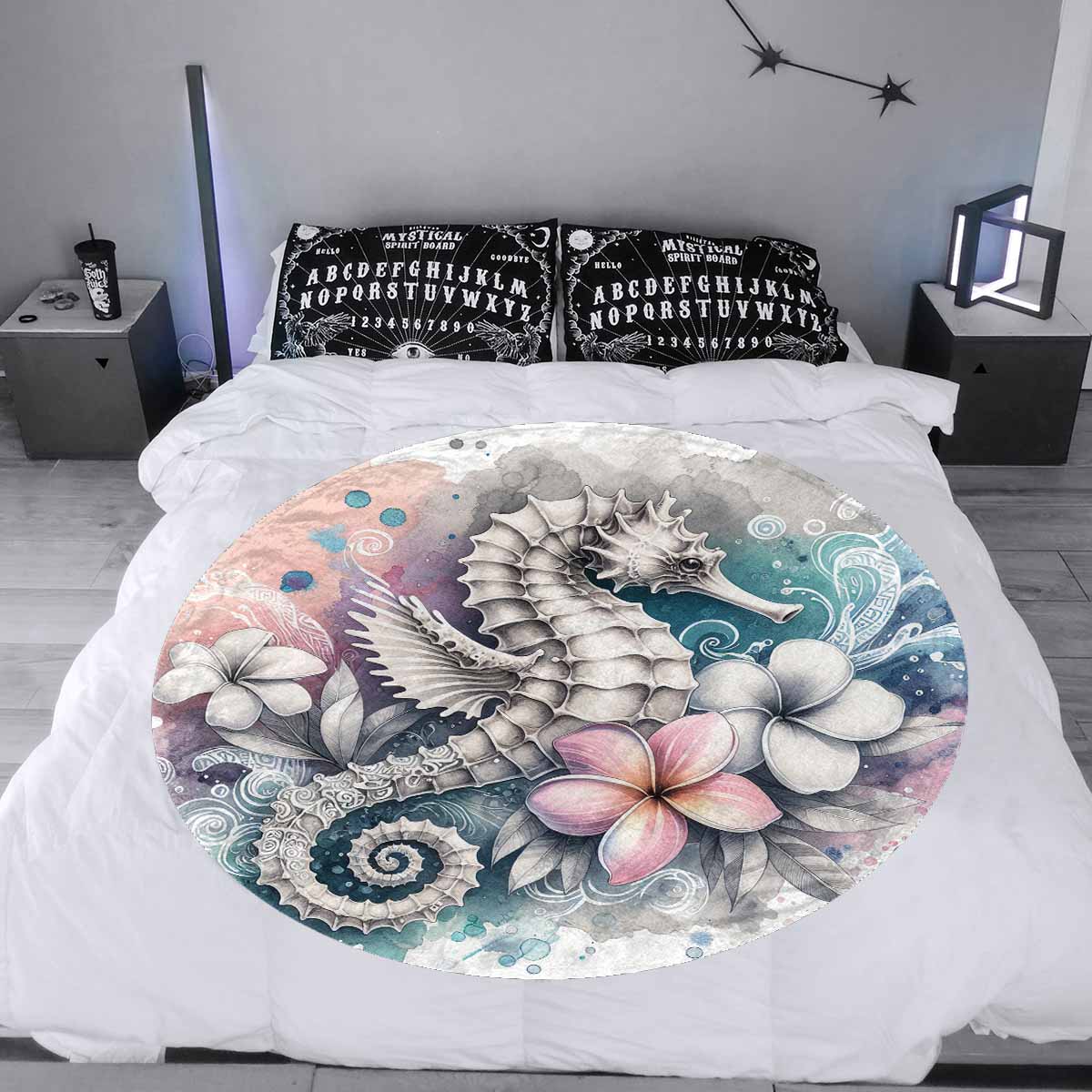Sea_Animals_Seahorse_Awd351109  Circular Micro Fleece Blanket 47"