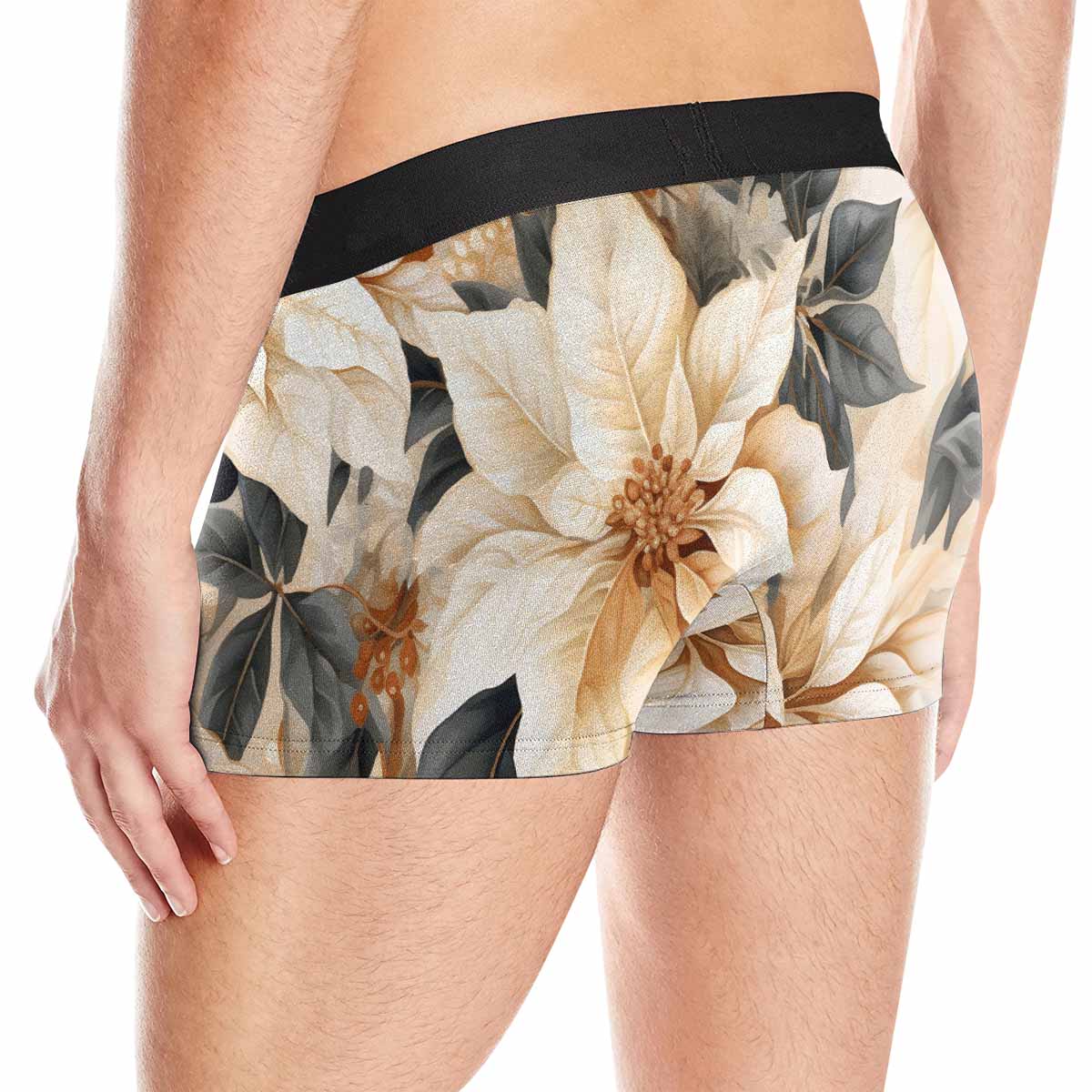 Cream Poinsettia2 AUS Men's Boxer Briefs (Made In AUS)