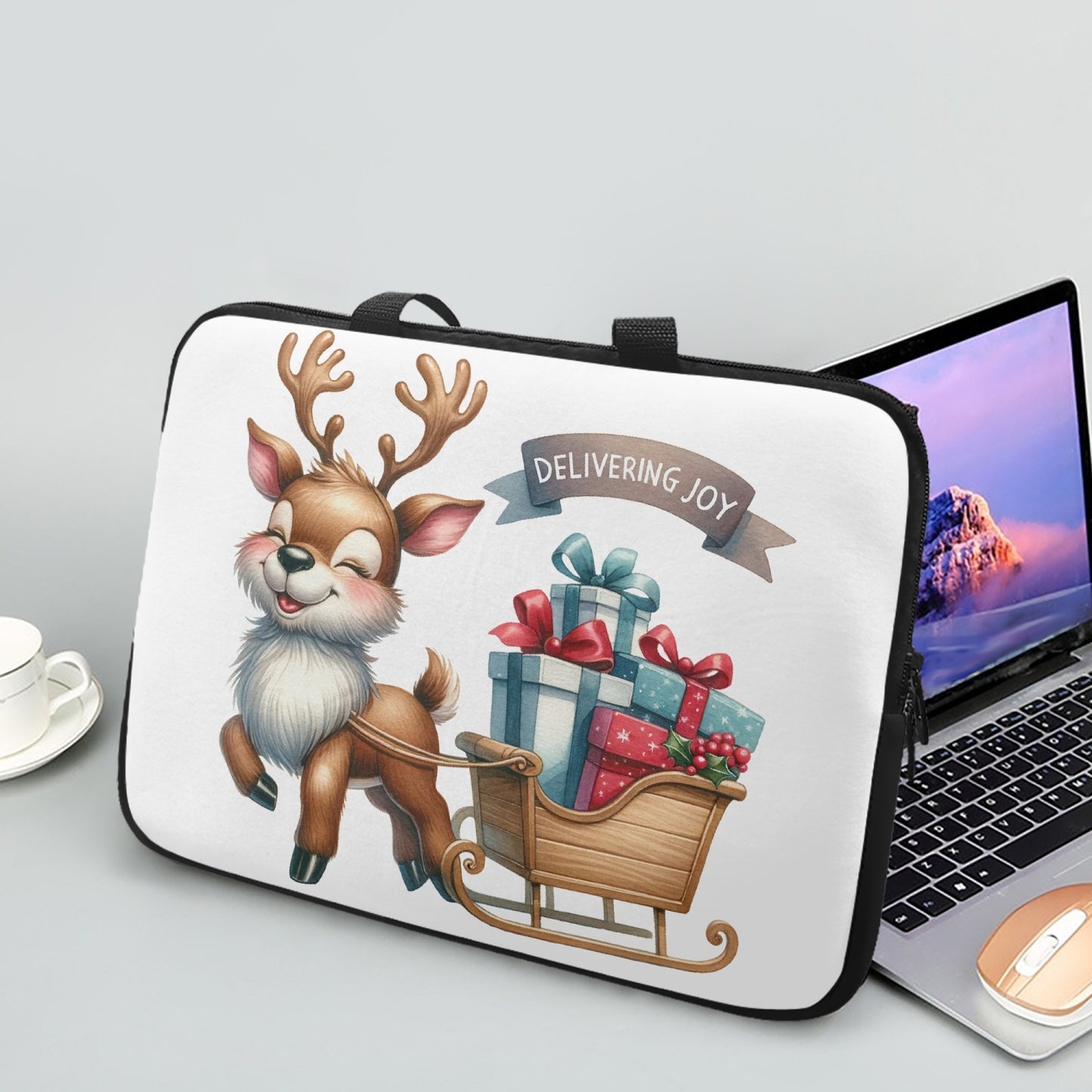 Laptop Sleeve with handles - Christmas, Reindeer