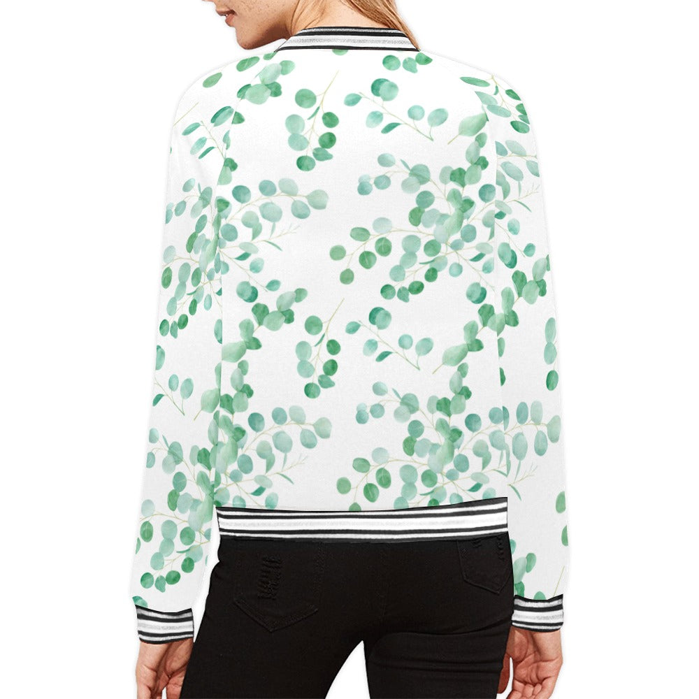 Australian Eucalyptus Leaves Bomber Jacket for Women