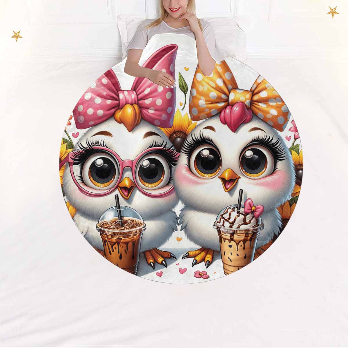 Chickens_Awd35179  Circular Micro Fleece Blanket 60"