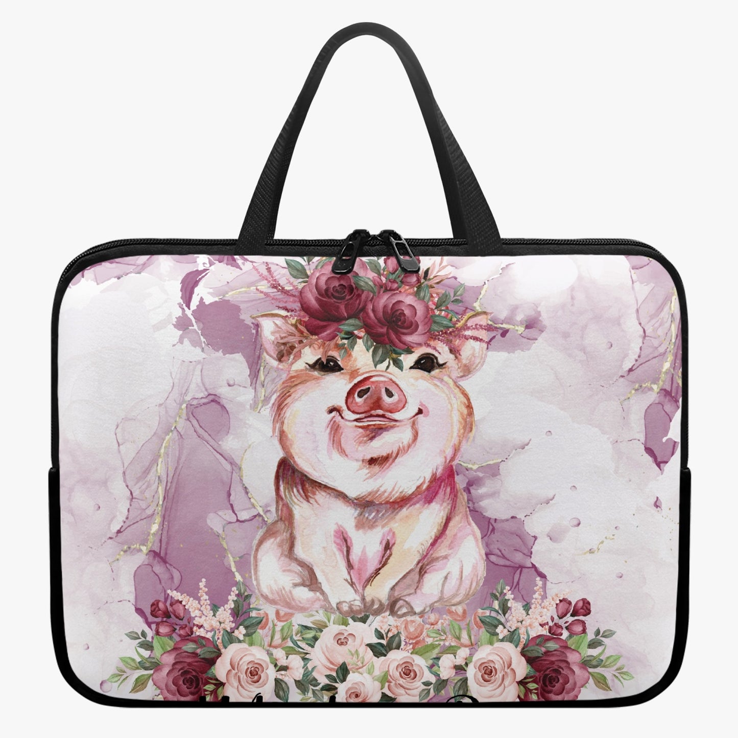 Laptop Sleeve with Handles - Pig