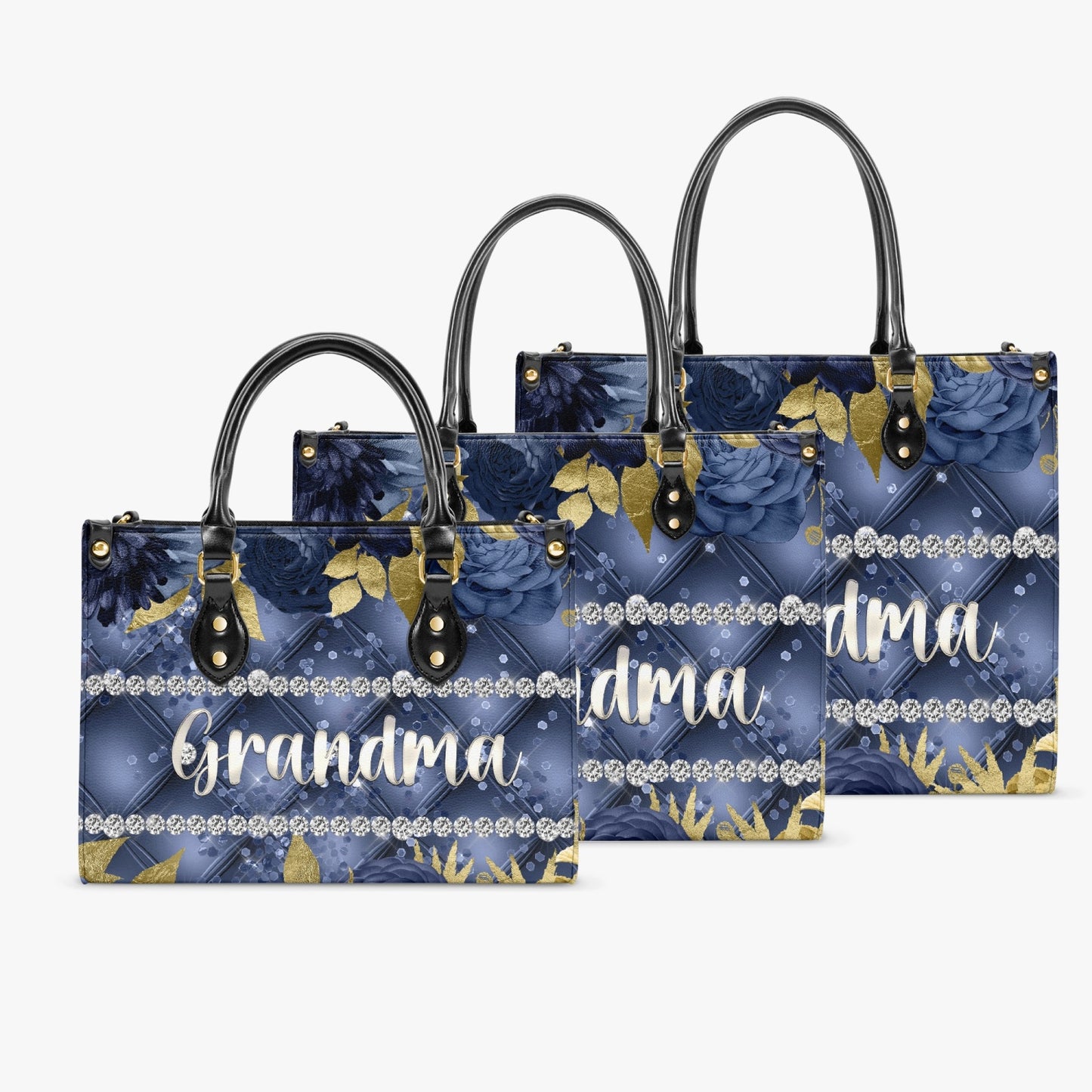 Women's Tote Bag - Navy Floral - Grandma