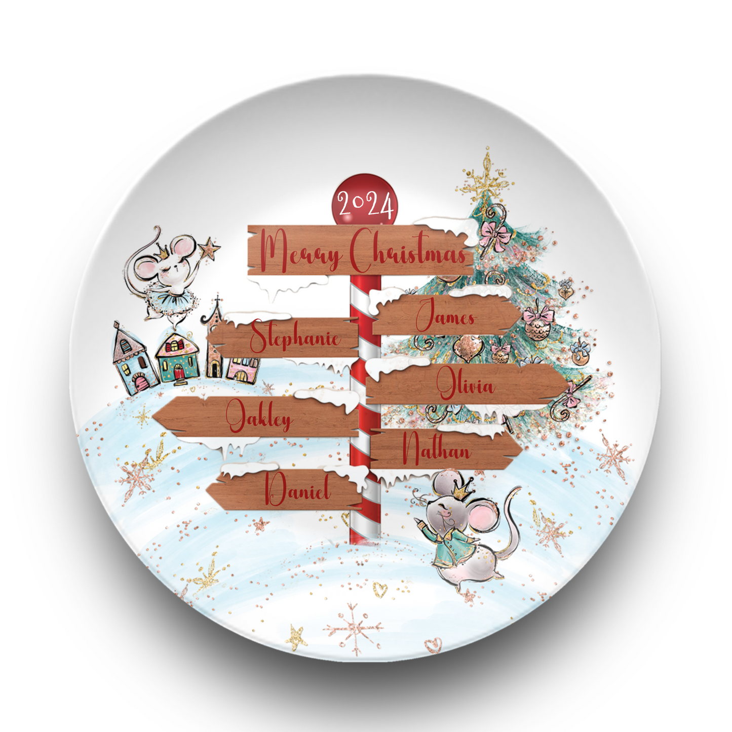 Personalised North Pole Christmas Plate, Family Christmas Plate