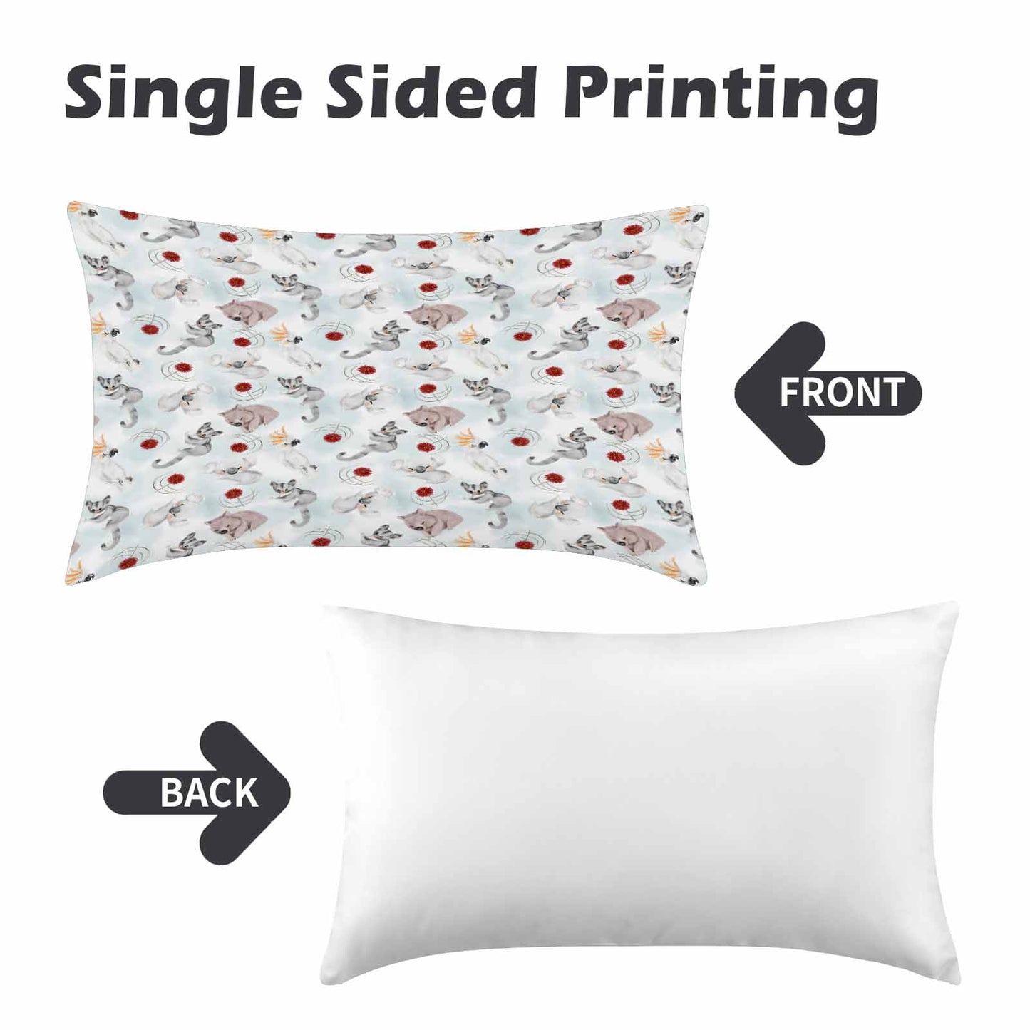 Australian Animals Koala, Sugar Glider, Wombat  Peach Skin Pillowcase 20"x12" (One Side Printing)(2 Pack)