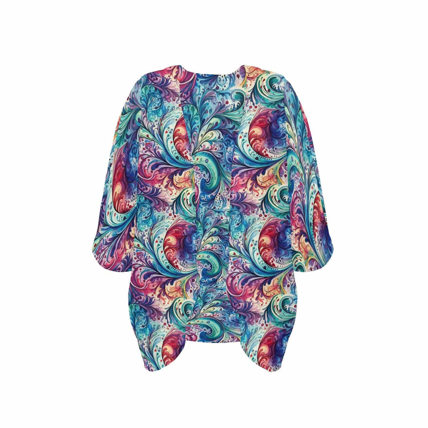 Rainbow Paisley Women's Kimono Chiffon Cover Up