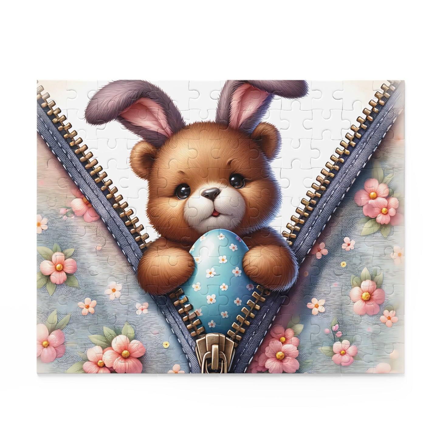 Personalised/Non-Personalised Puzzle, Easter, Bear with Bunny ears (120, 252, 500-Piece)