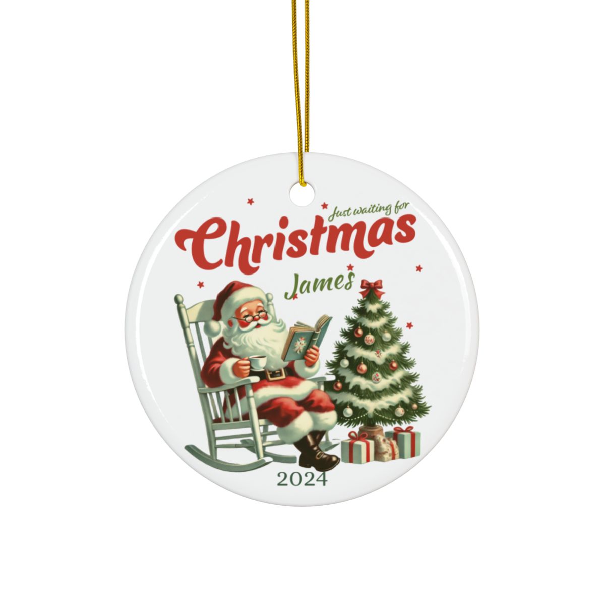 Personalized Ceramic Ornament, Christmas Tree Decoration, Custom Holiday Gift, Santa Design, Family Keepsake, Gift for Loved Ones