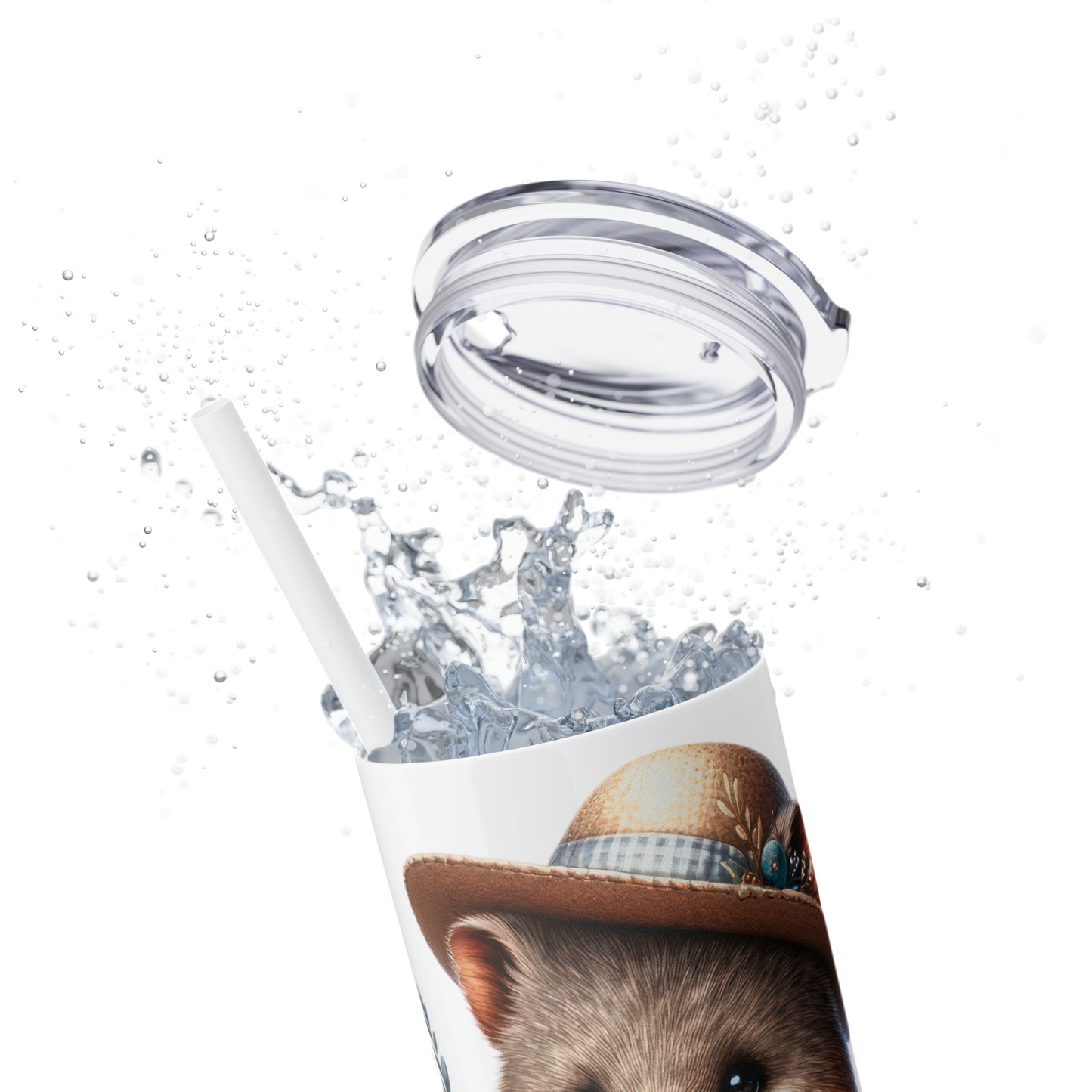 Skinny Tumbler with Straw, 20oz, Australian Animal, Quokka, awd-1330