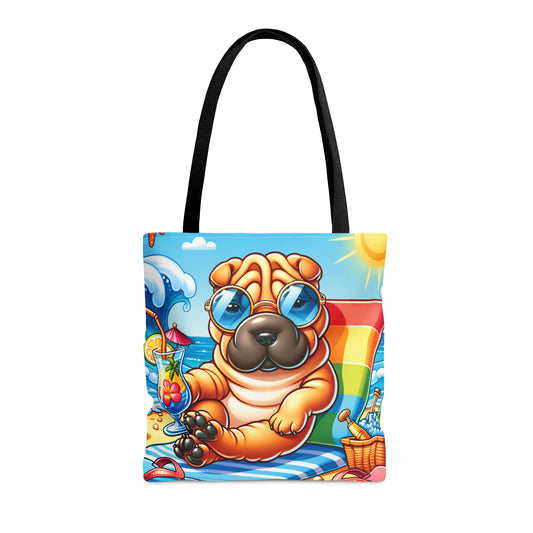 Tote Bag, Dog on Beach, Shar Pei, Tote bag, awd-1242