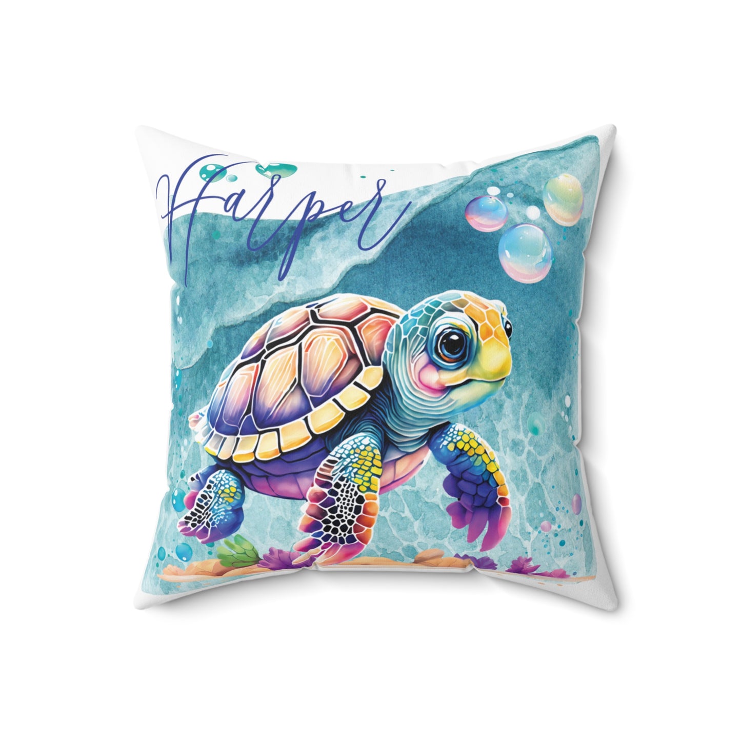 Personalised Turtle Polyester Square Cushion, Turtle cushion