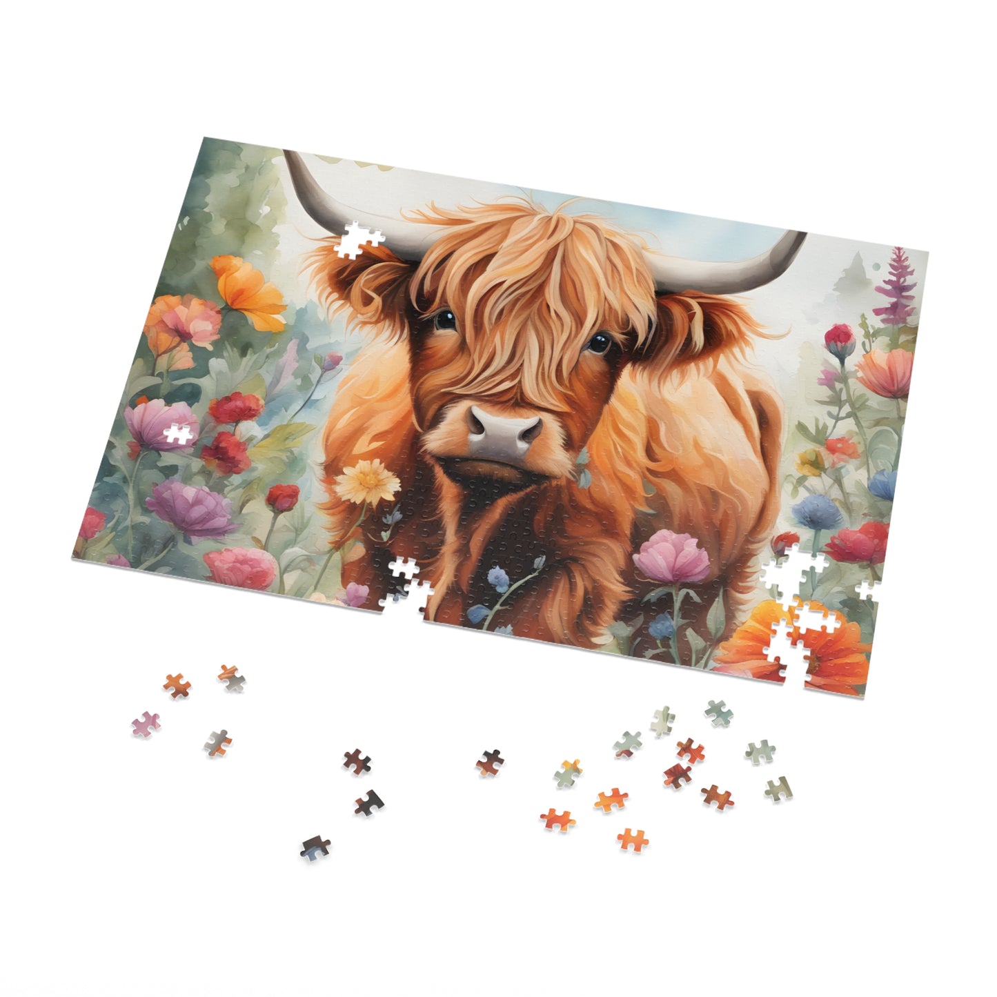 Puzzle, Highland Cow, Personalised/Non-Personalised (30, 110, 252, 500,1000-Piece) awd-642