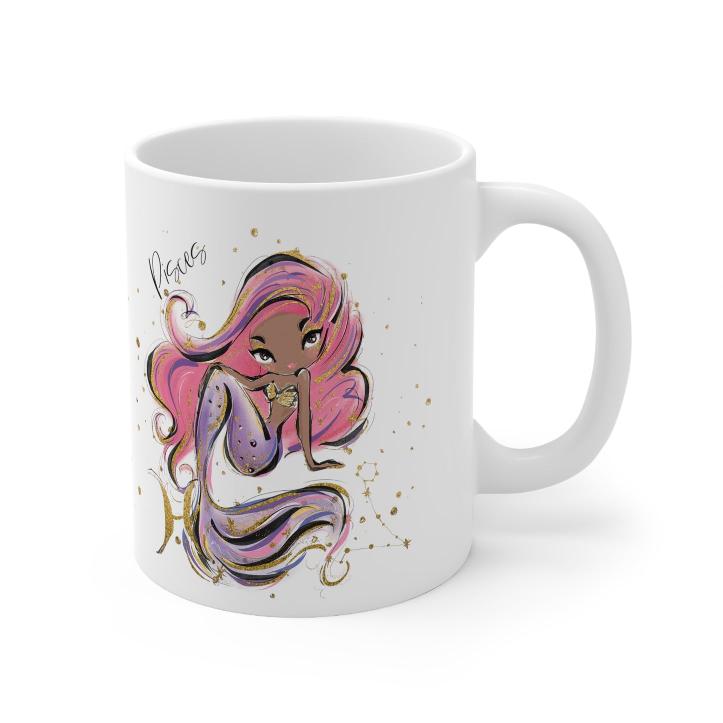 Personalised/Non Personalised Zodiac Sign, Pisces, Ceramic Mug 11oz