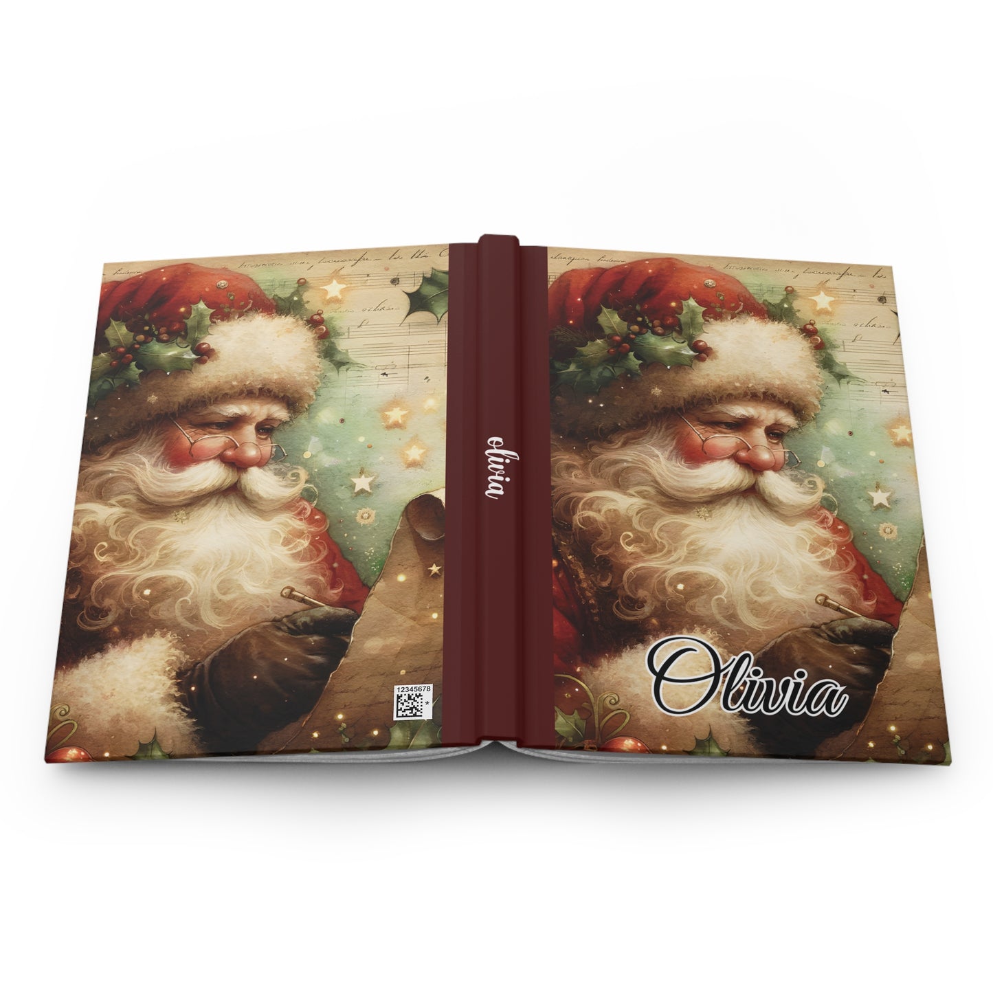 Personalised Hardcover Journal Matte, Christmas, Santa, awd-1481