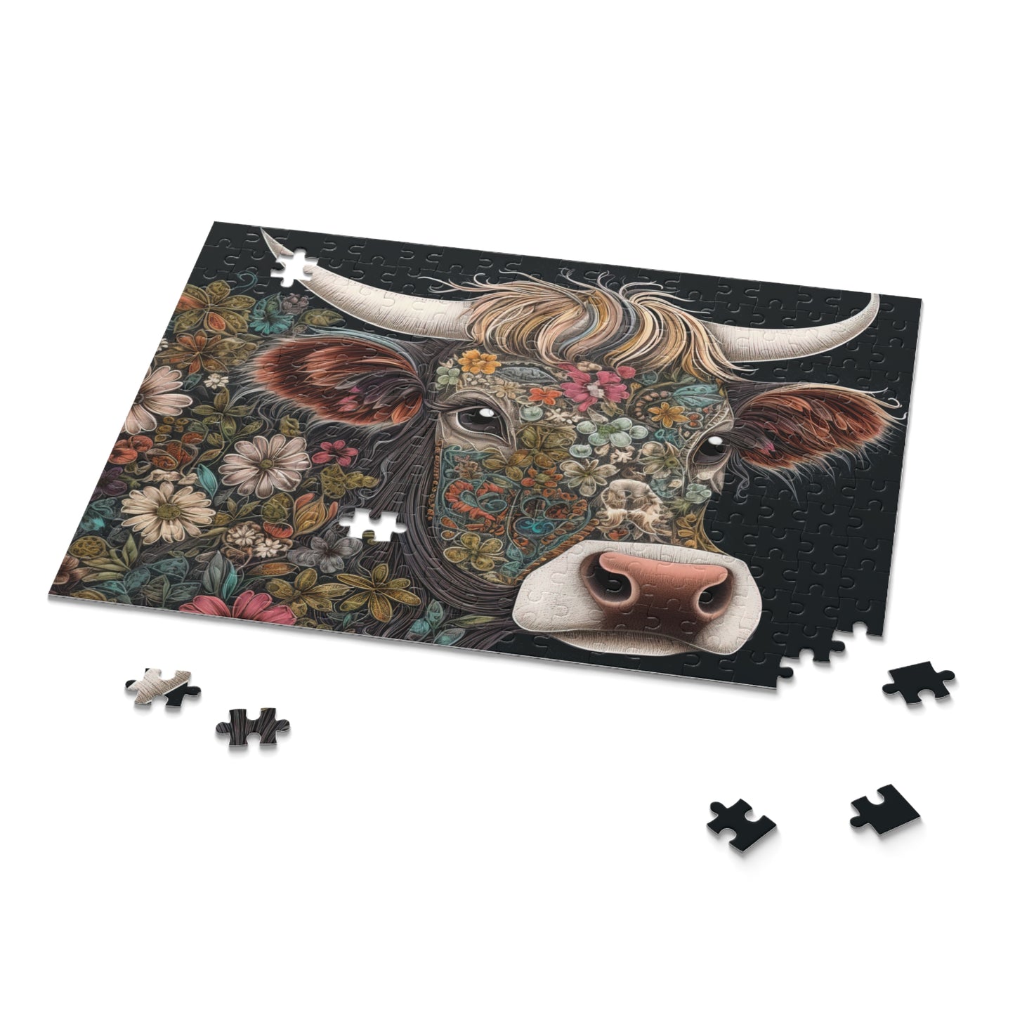 Personalised/Non-Personalised Puzzle, Highland Cow (120, 252, 500-Piece)