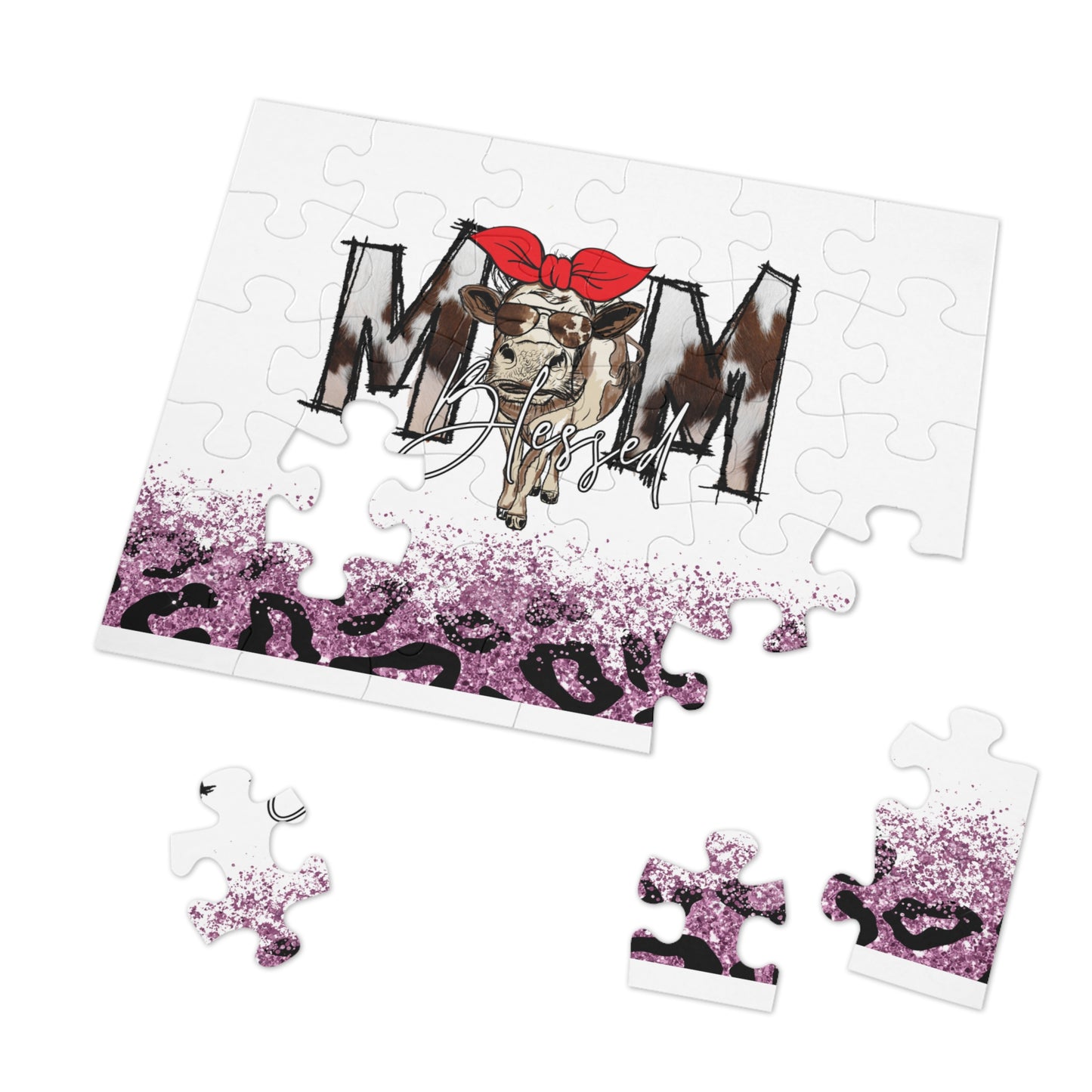 Jigsaw Puzzle, Cow, Mom, Personalised/Non-Personalised (30, 110, 252, 500,1000-Piece)