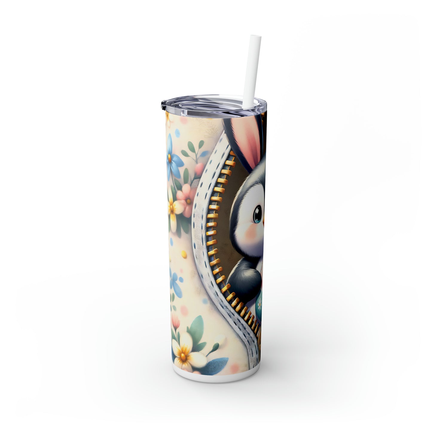 Skinny Tumbler with Straw, 20oz, Easter, Penguin, awd-1308