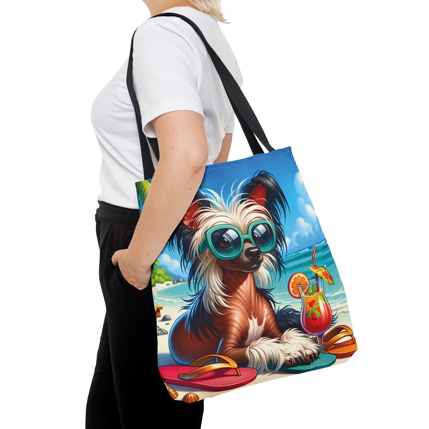 Tote Bag, Dog on Beach, Chinese Crested, Tote bag, awd-1206