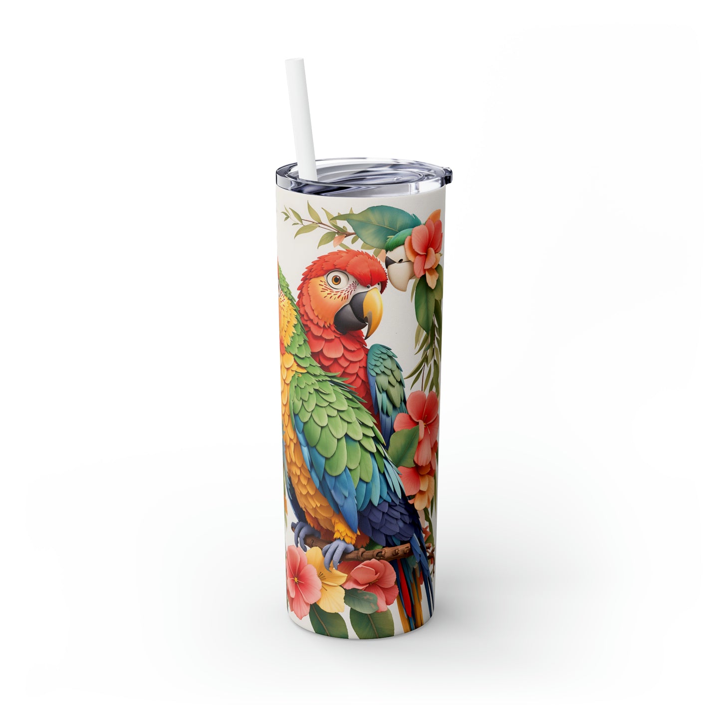 Skinny Tumbler with Straw, 20oz, Parrot