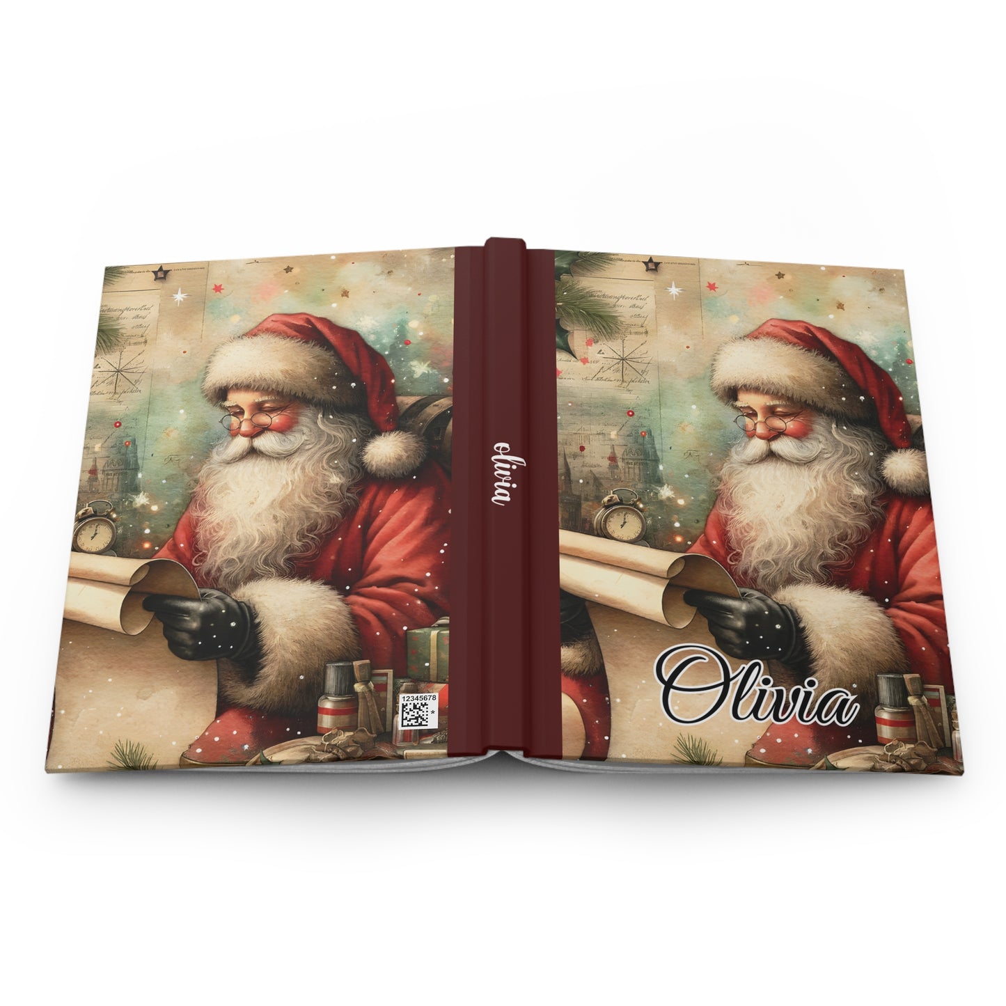 Personalised Hardcover Journal Matte, Christmas, Santa, awd-1479