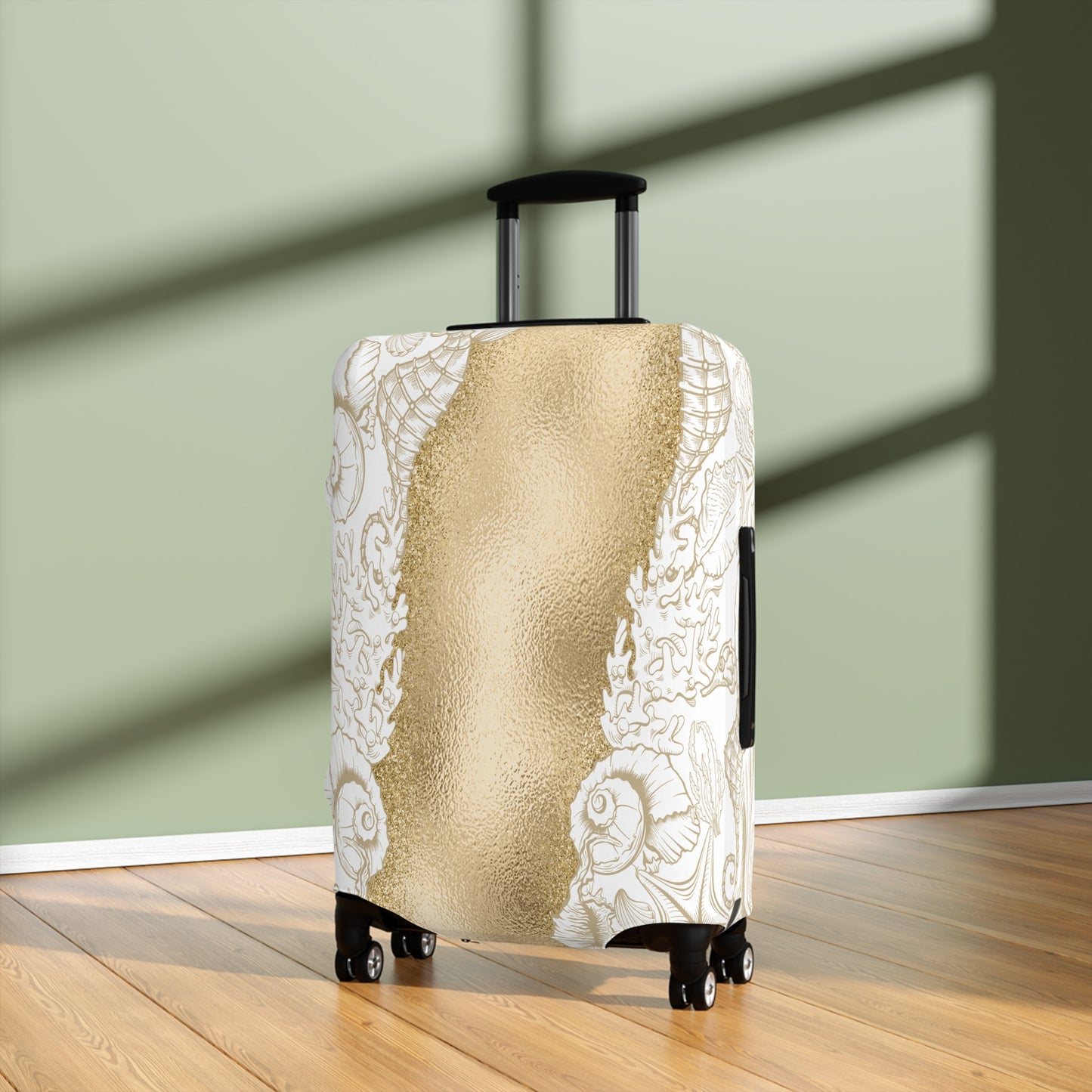 Luggage Cover, White and Gold Sea, awd-1729