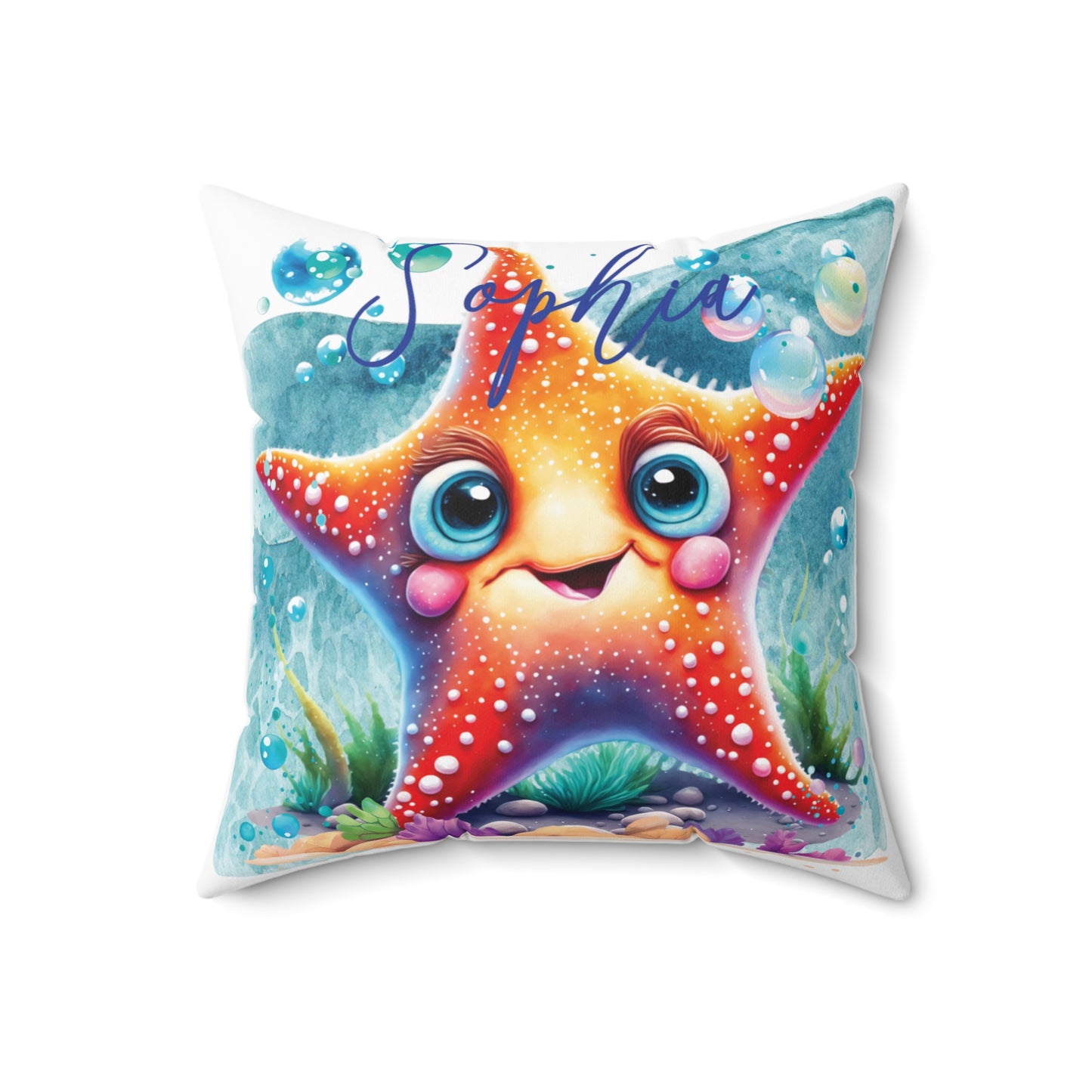 Personalised Polyester Square Cushion, Starfish cushion