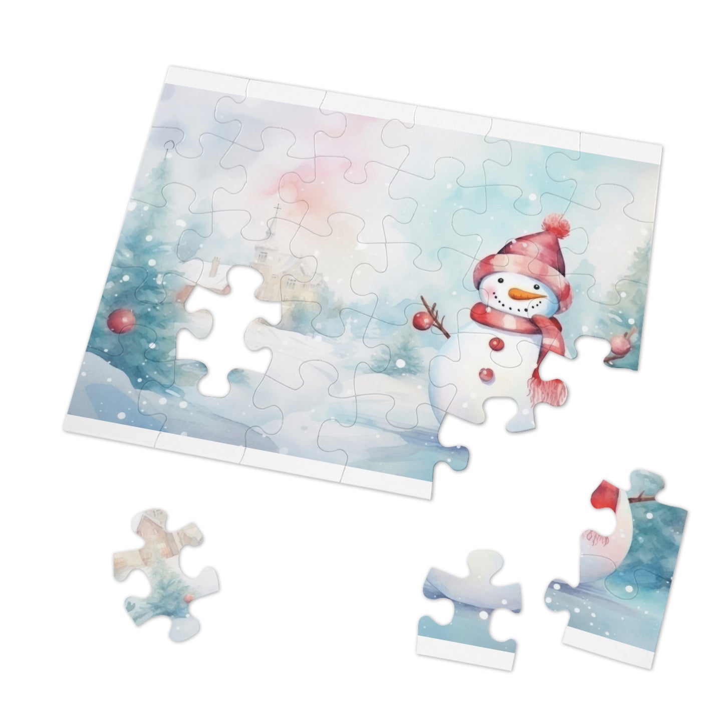 Puzzle, Christmas Snowman, Personalised/Non-Personalised (30, 110, 252, 500,1000-Piece)