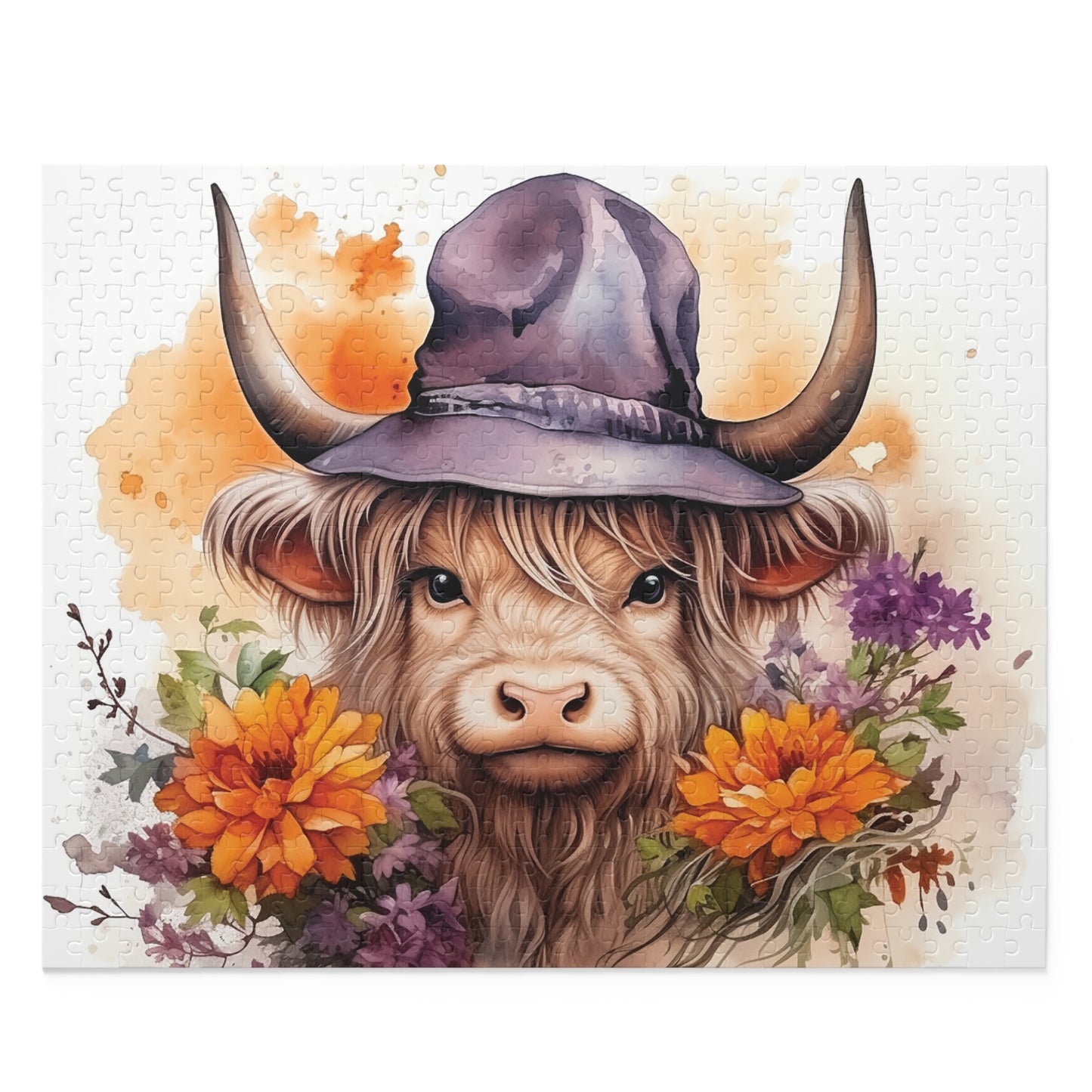 Personalised/Non-Personalised Puzzle, Highland Cow (120, 252, 500-Piece)