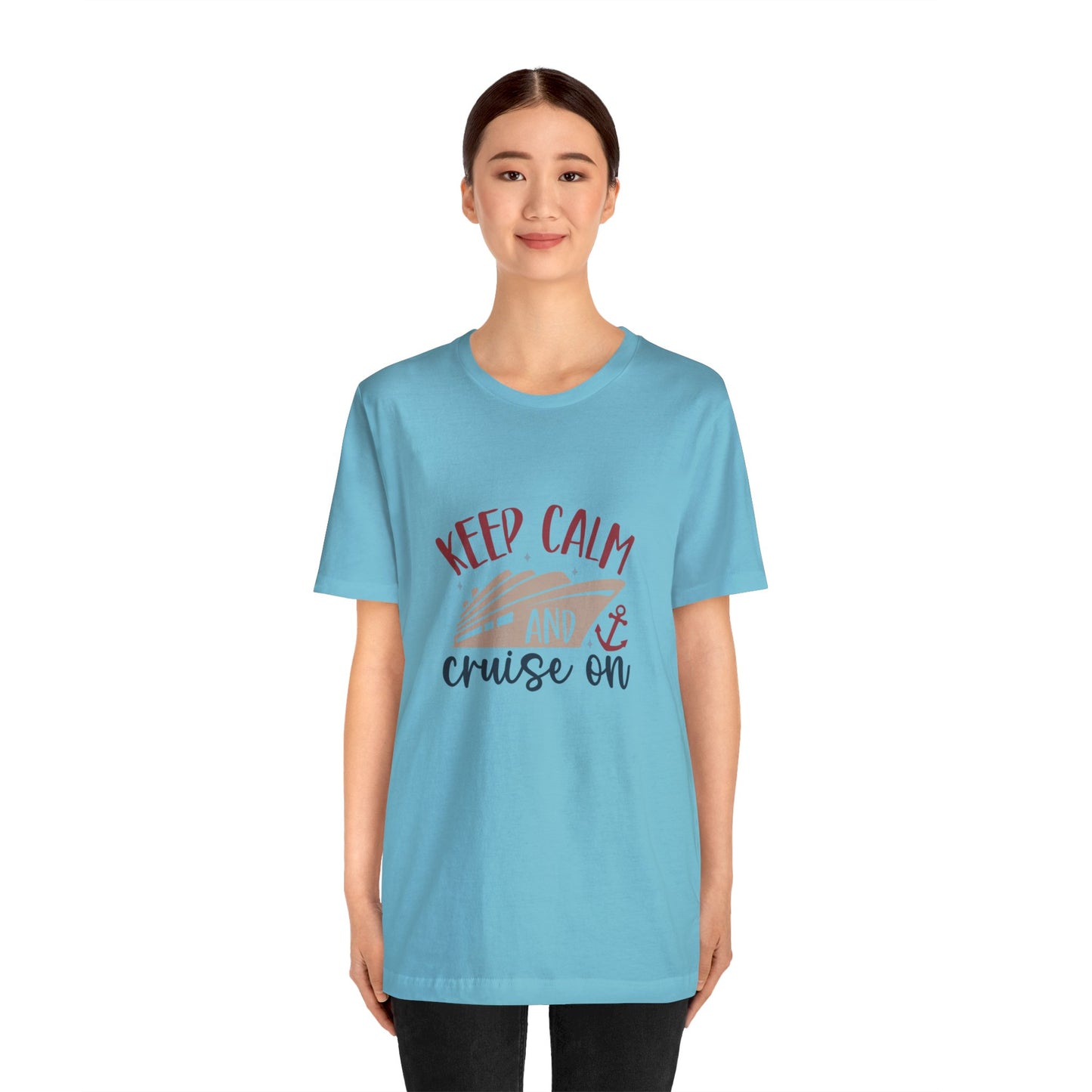 Unisex Adults Jersey Short Sleeve Tee, Cruise Tee, Keep Calm and Cruise On, 100% Cotton, Light Fabric 142 g/m²