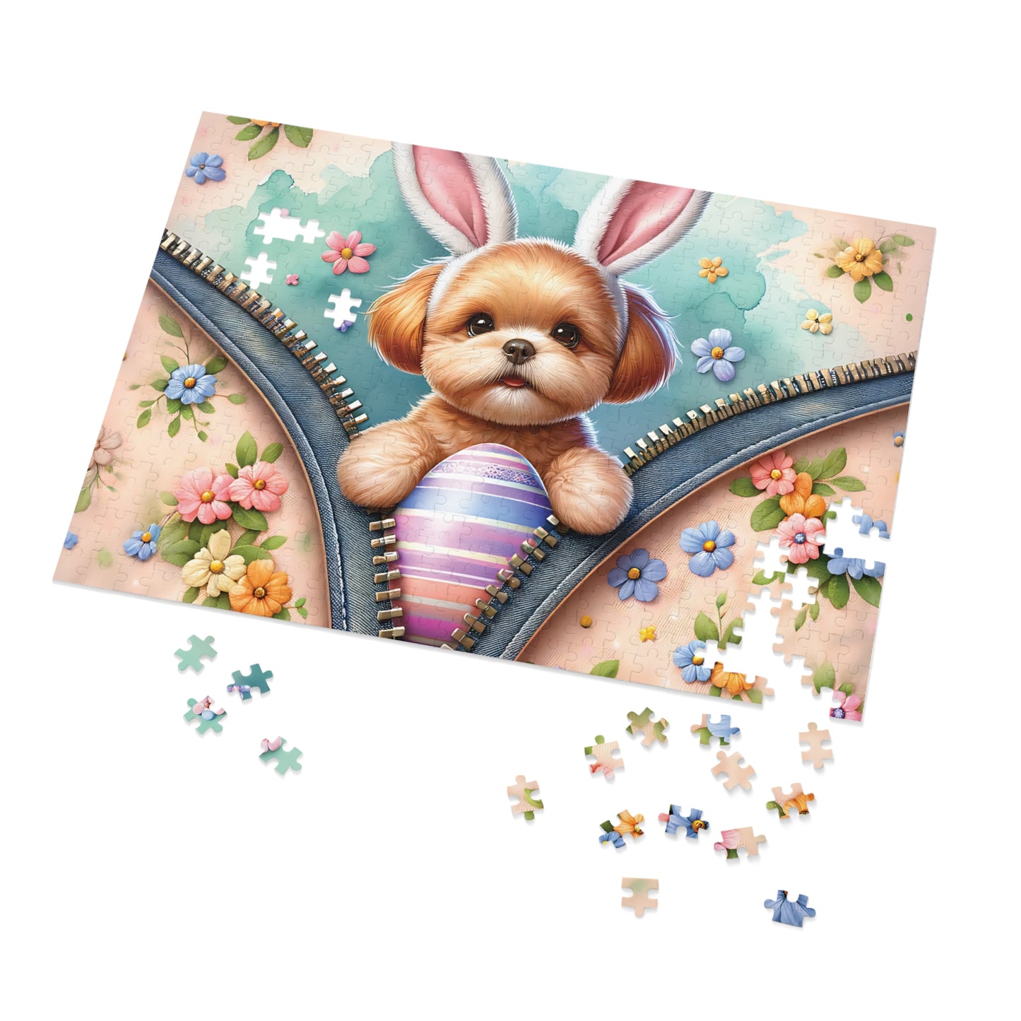 Jigsaw Puzzle, Easter, Dog with Bunny Ears, Personalised/Non-Personalised (30, 110, 252, 500,1000-Piece) Awd-1309
