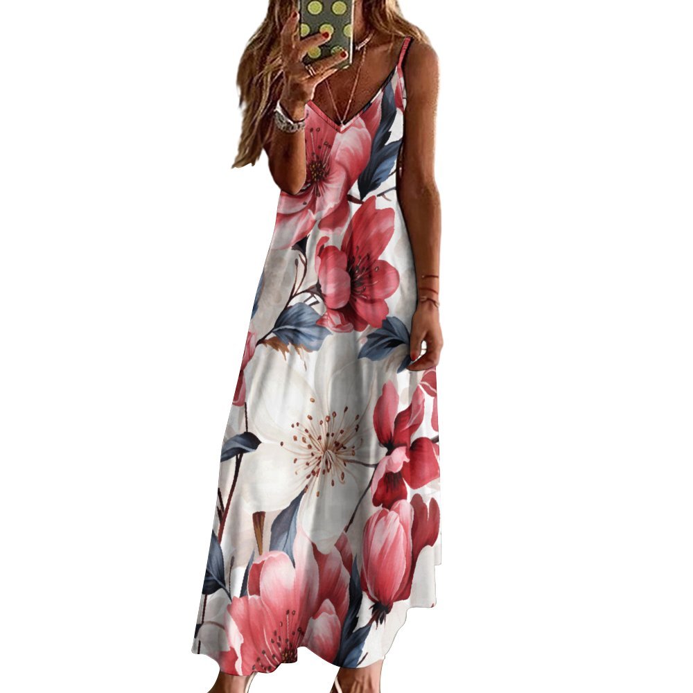 Floral Spaghetti Strap Ankle-Length Dress Long dress