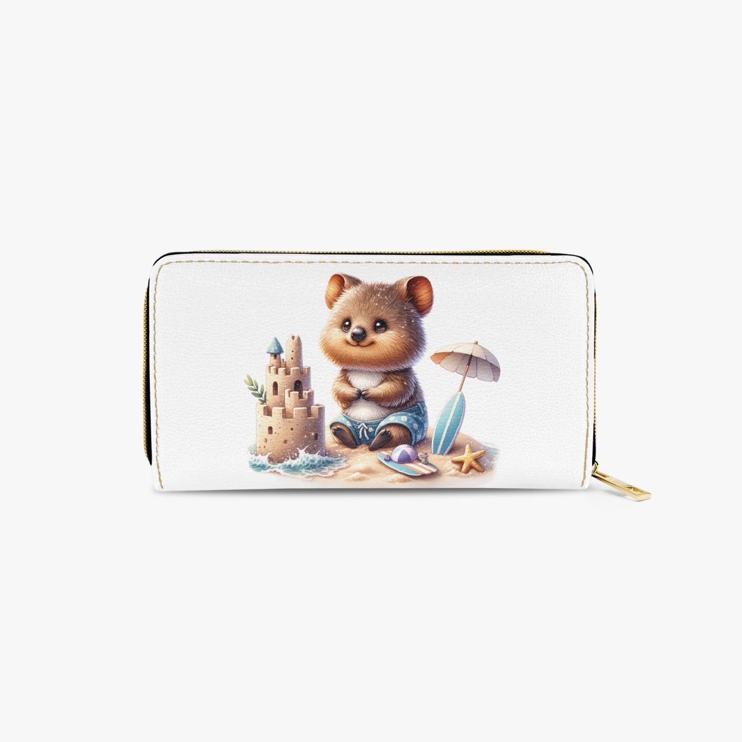 Long Type Zipper Purse, Quokka at the Beach, awd-1325