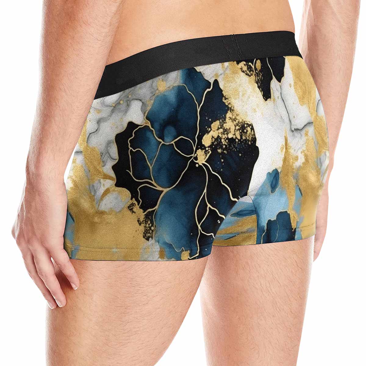 Blue Ink Floral  AUS Men's Boxer Briefs (Made In AUS)