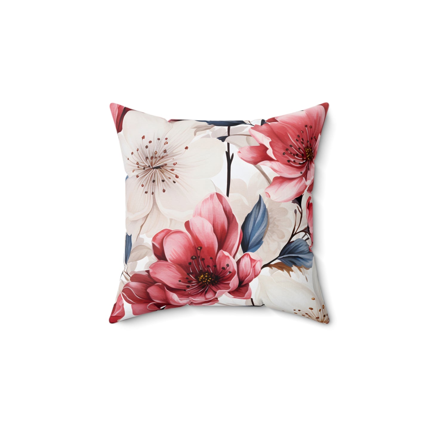 Spun Polyester Square Pillow, Floral Cushion