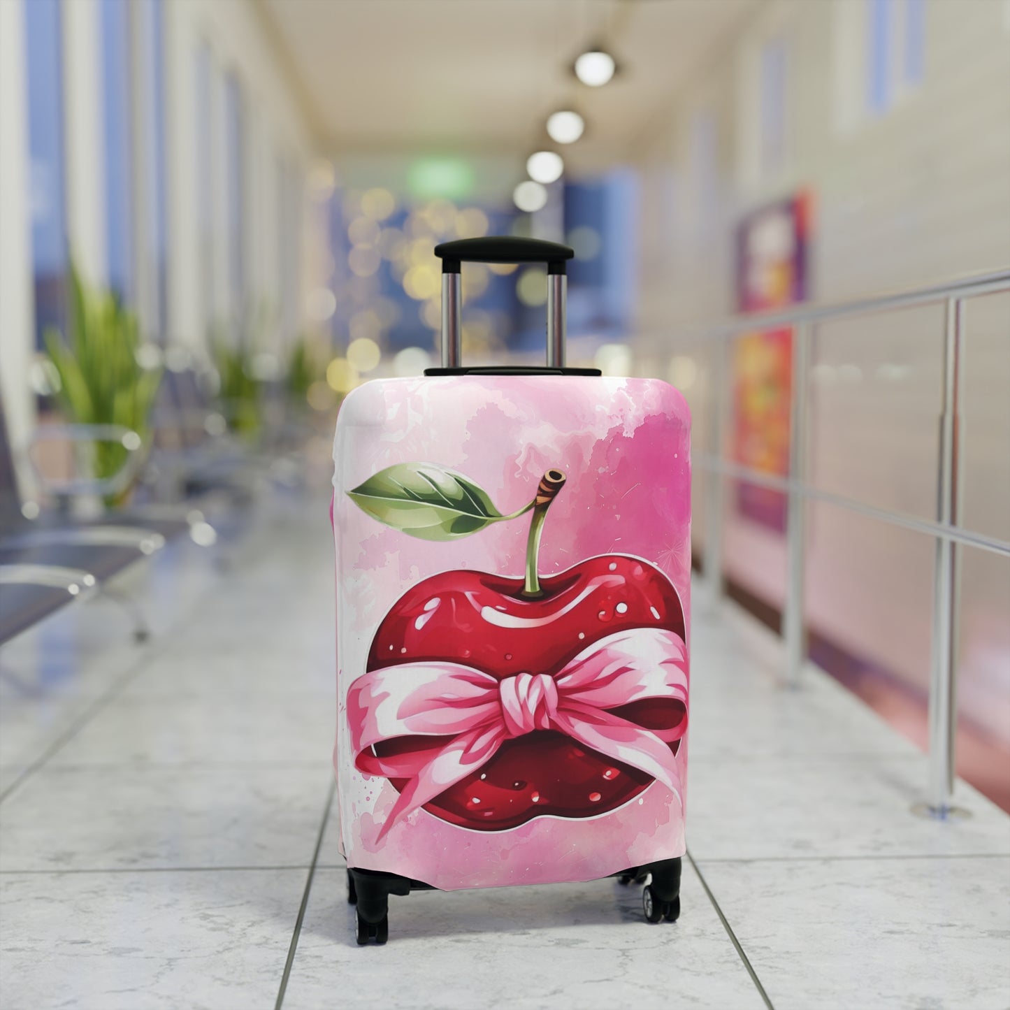 Luggage Cover, Rockabilly, Coquette, Pink Watercolour, Apple and Ribbon, awd-2527