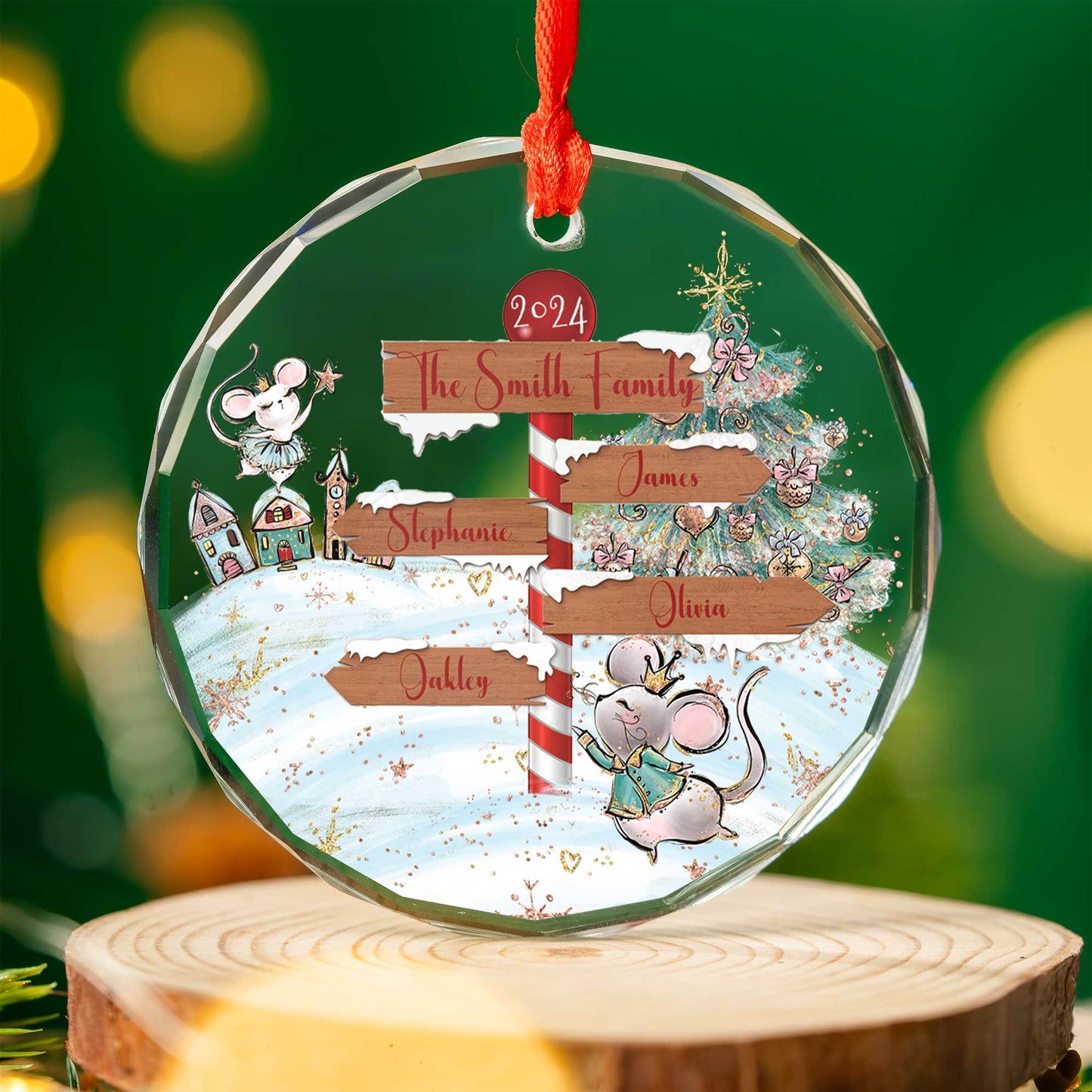 Personalised North Pole Christmas Glass Ornament