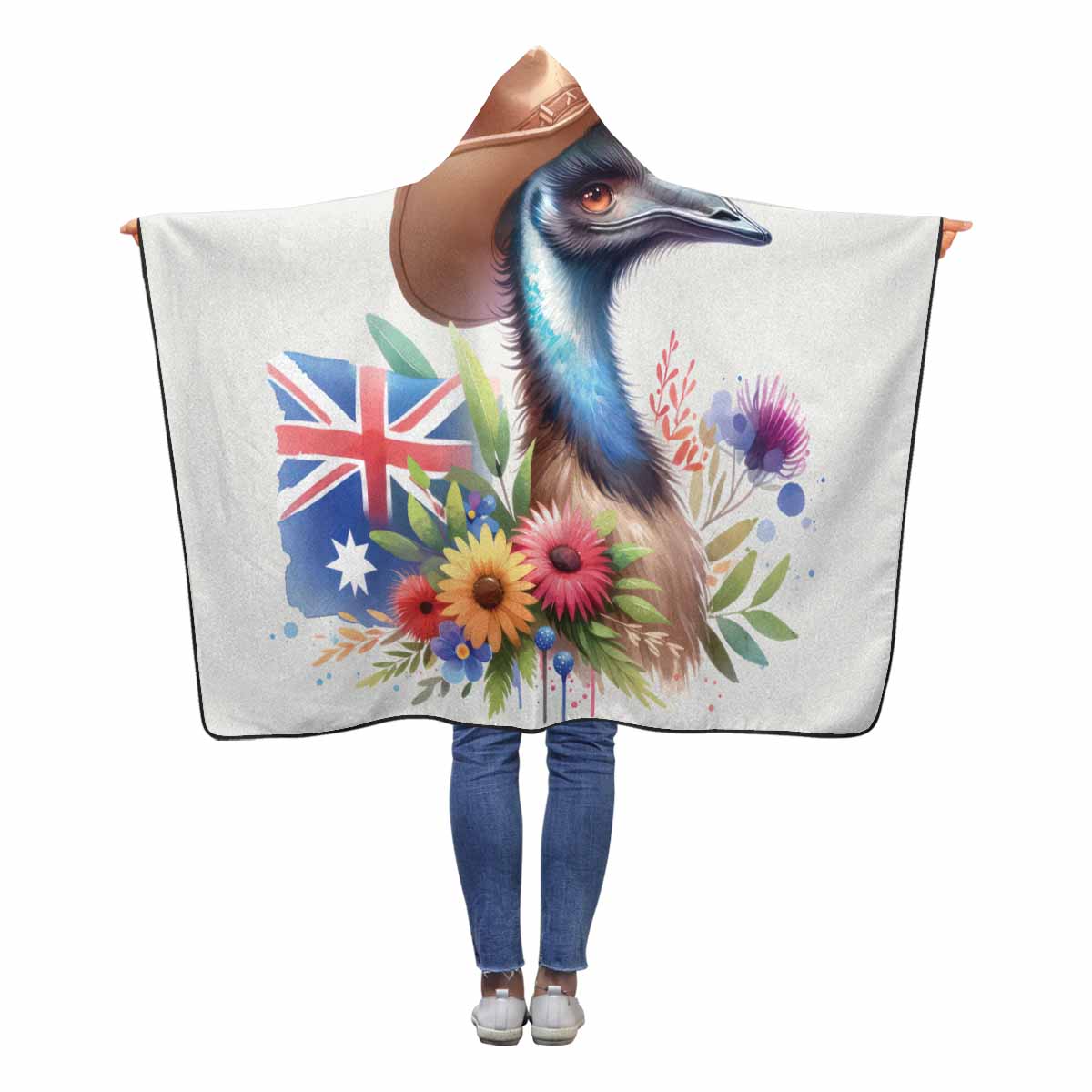 Australian Animal Emu Awd1321  Hooded Blanket 60"x50"